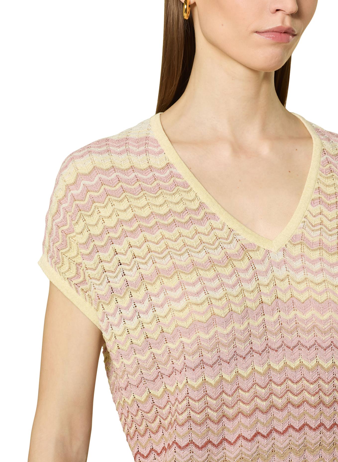 MOS MOSH Strickshirt MMSHANI: ROSÉ / GELB / DUNKELROT