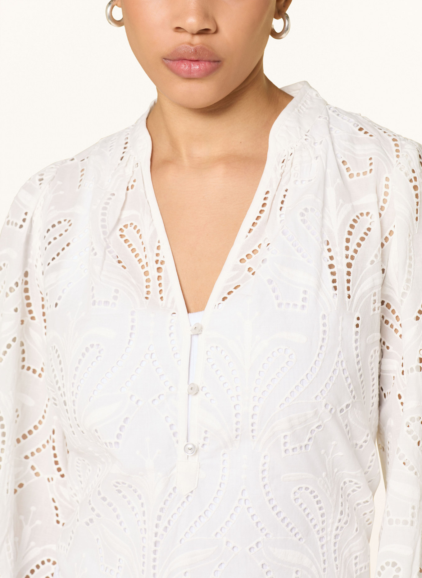 MOS MOSH Blusenshirt MMTAZZIN mit Lochstickereien: WEISS