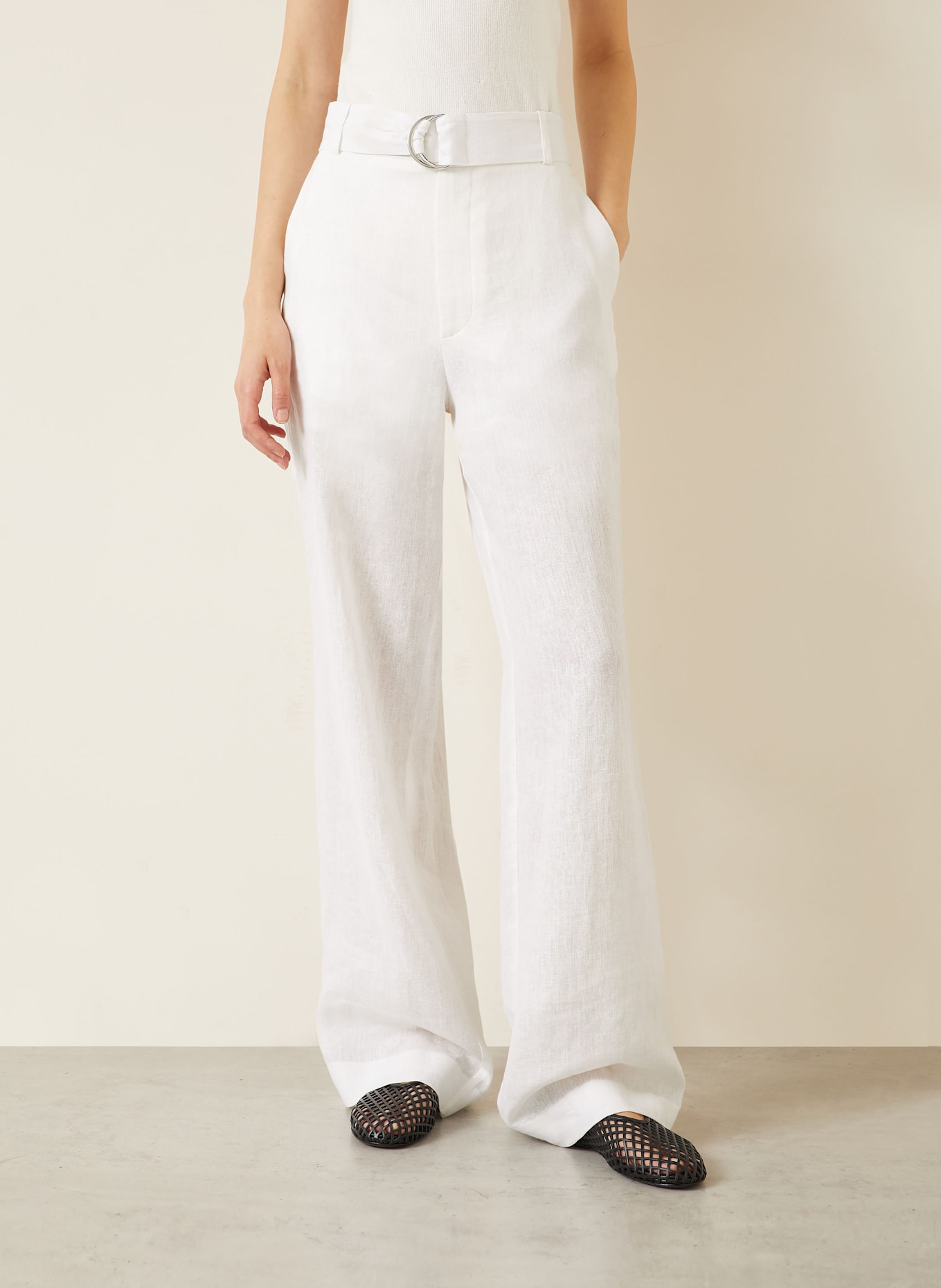 GAUCHERE Marlenehose aus Leinen: WEISS