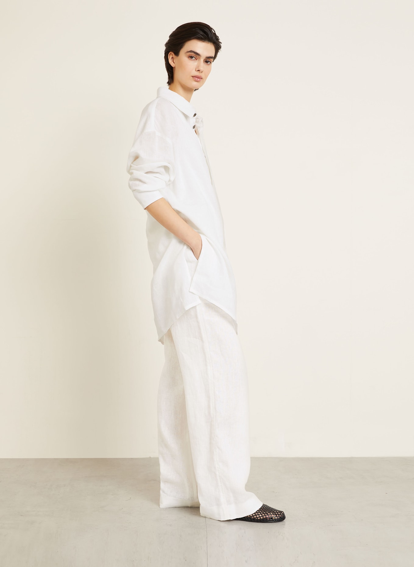 GAUCHERE Marlenehose aus Leinen: WEISS