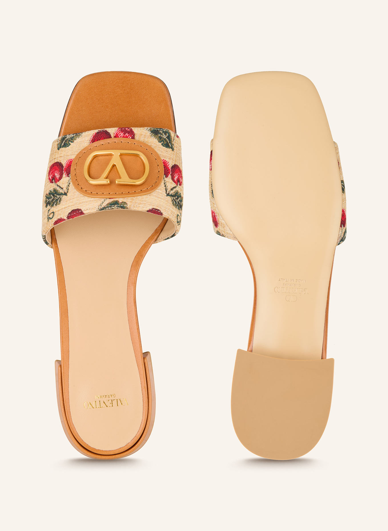 VALENTINO GARAVANI Pantoletten VLOGO SIGNATURE: COGNAC/ BEIGE