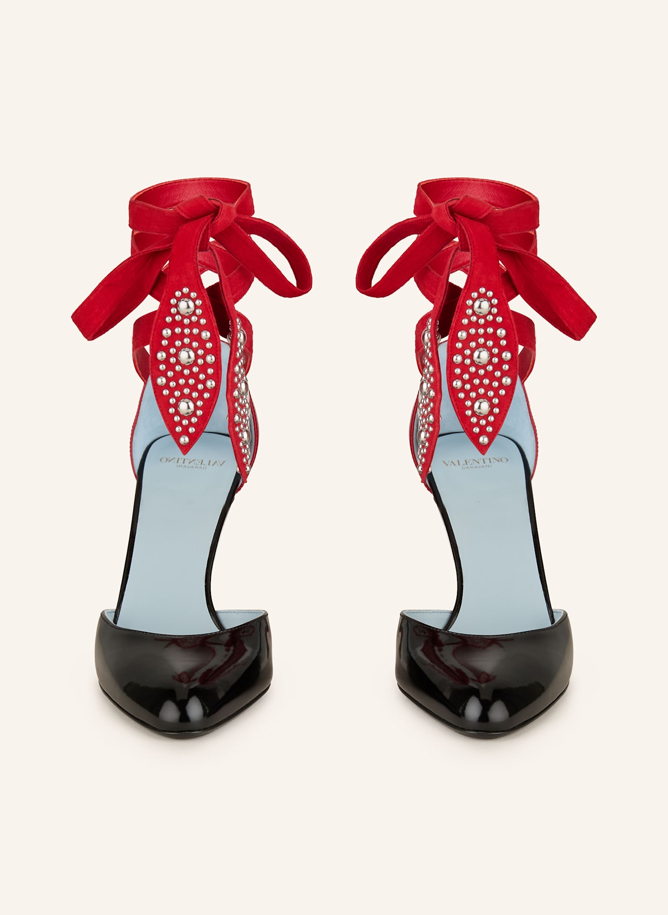 パンプス VALENTINO GARAVANI BLACK AND RED FOLIEFOLIAGE DECOLLETE Valentino Garavani Black And Red Foliefoliage Décolleté