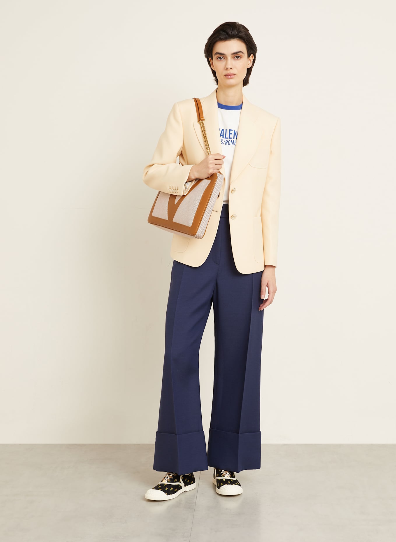 VALENTINO GARAVANI Torba na ramię VIVA SUPERSTAR MEDIUM: BIAŁY/ BRĄZOWY