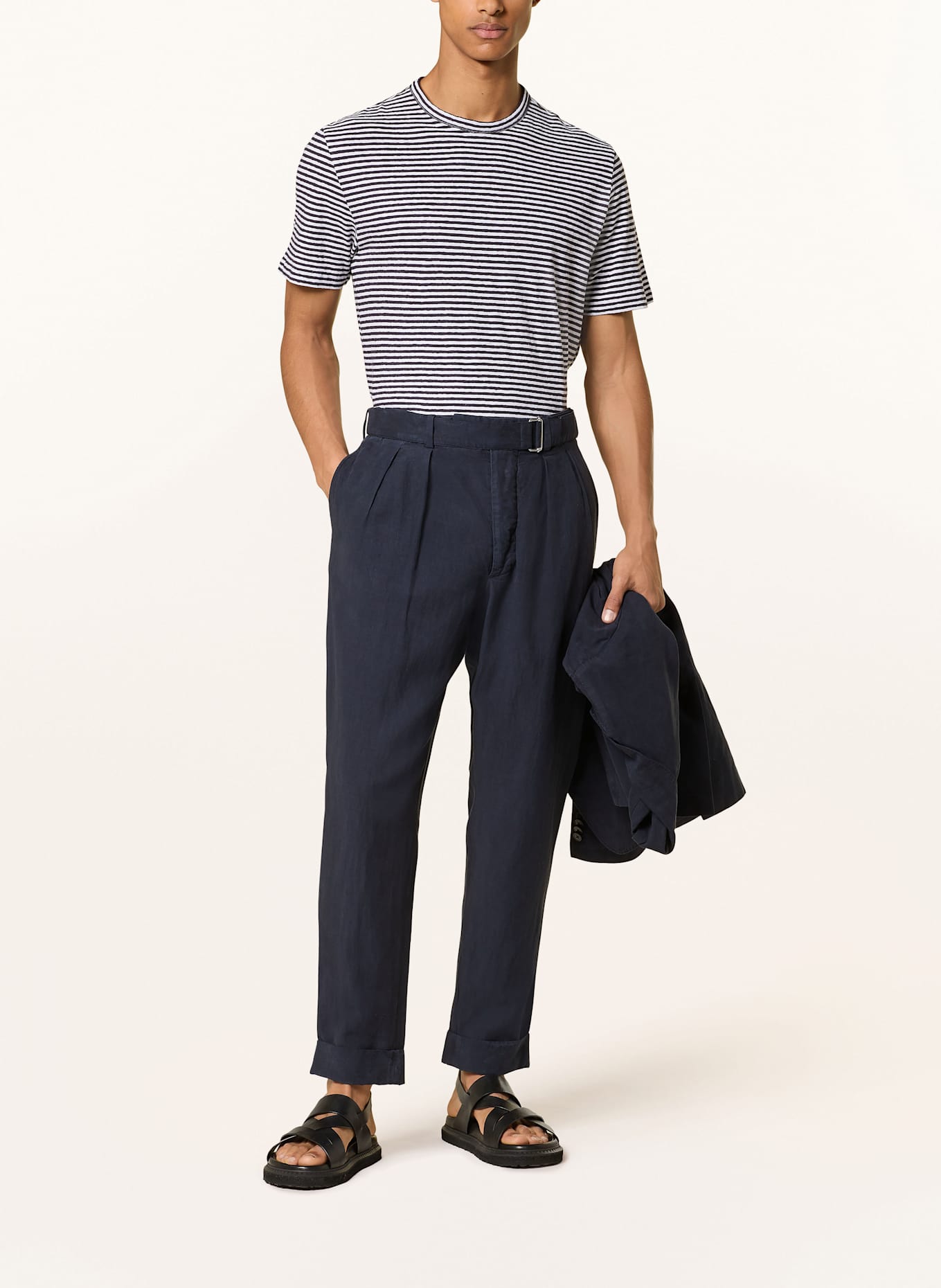 Officine Générale Spodnie garniturowe PIERRE slim fit: GRANATOWY