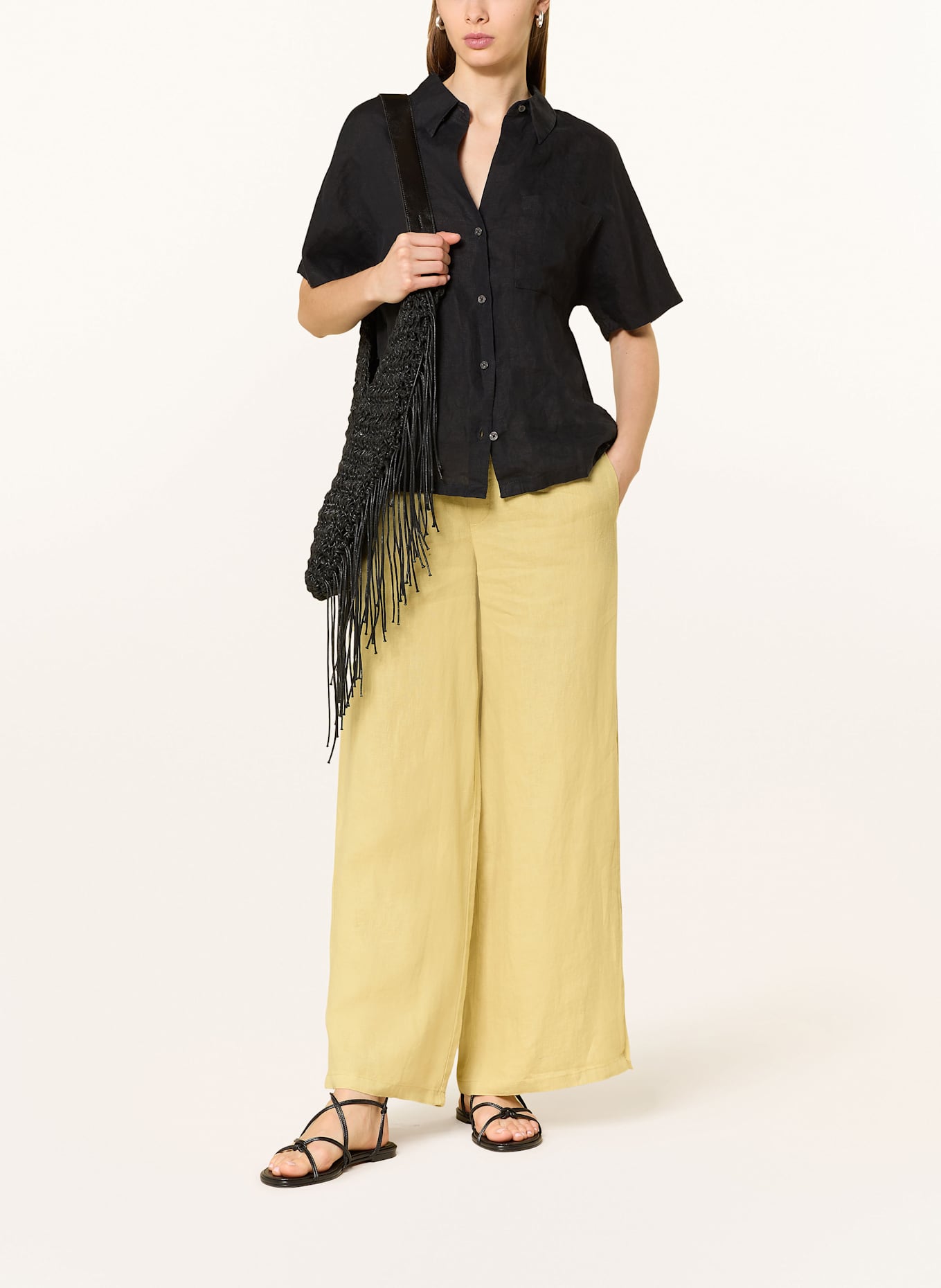 CARTOON Spodnie marlena z lnu: JASNOZIELONY