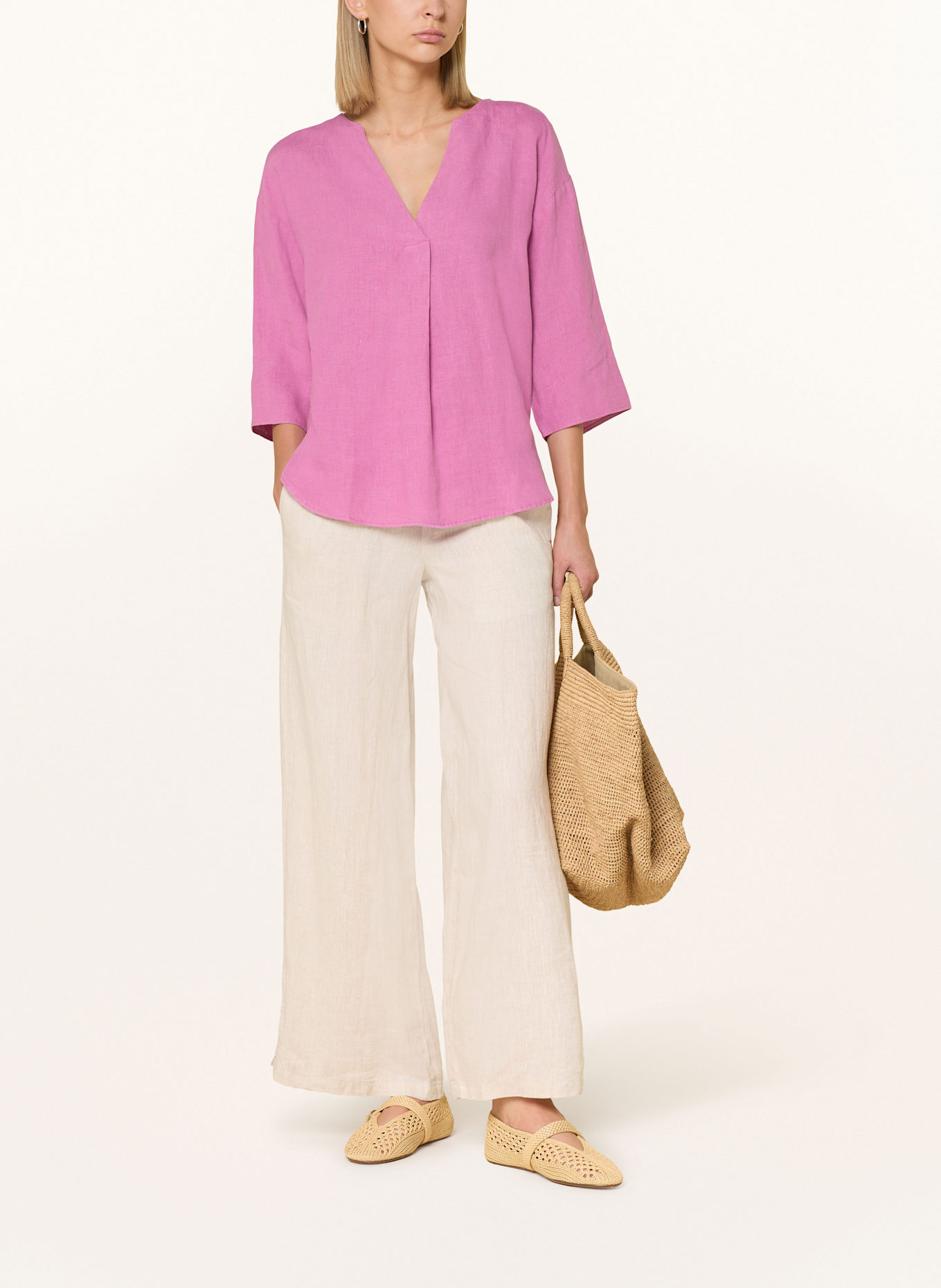 CARTOON Spodnie z lnu: KREMOWY