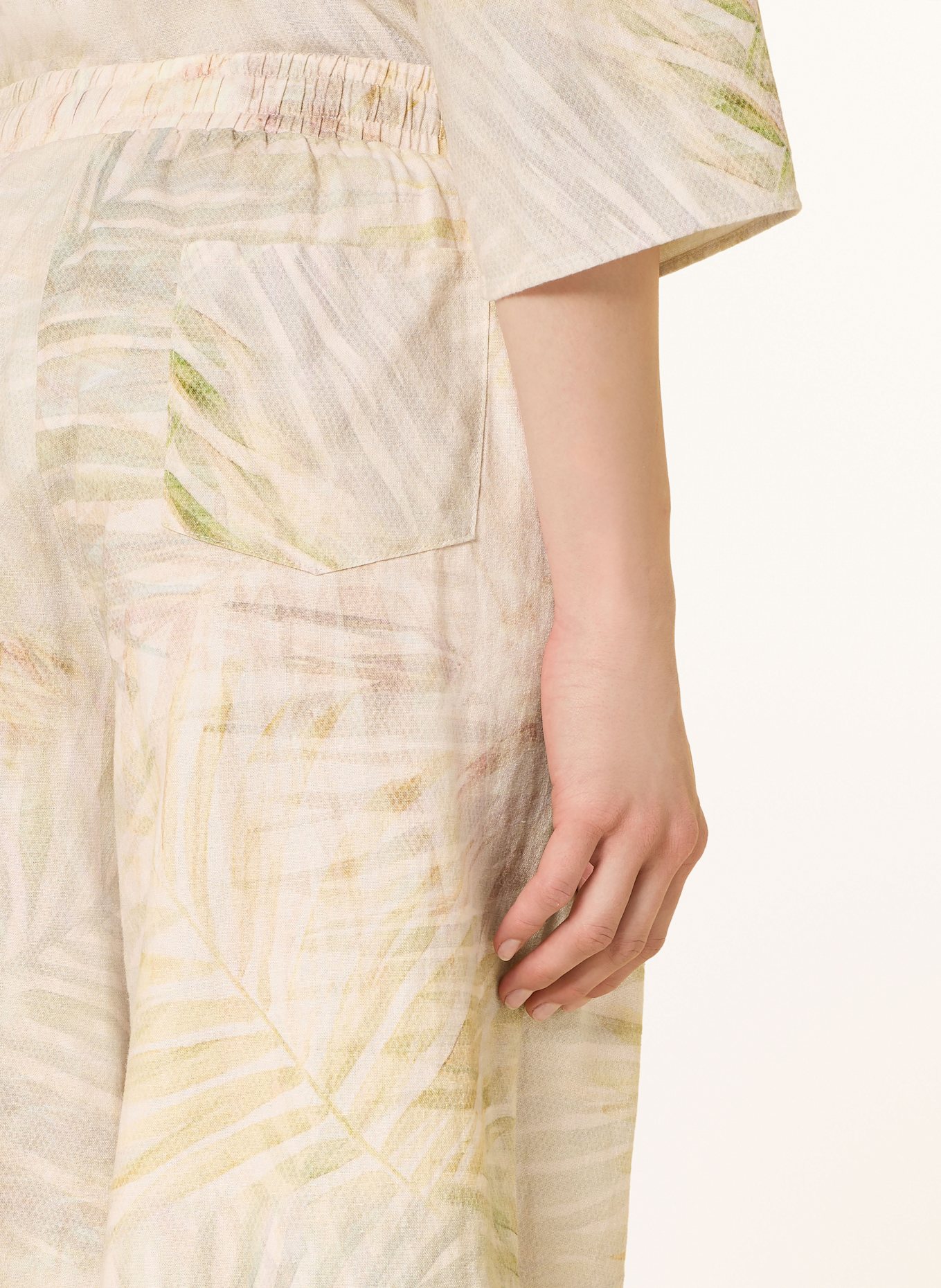 CARTOON Marlene kalhoty se lnem: KRÉMOVÁ / SVĚTLE ZELENÁ / TMAVĚ ORANŽOVÁ