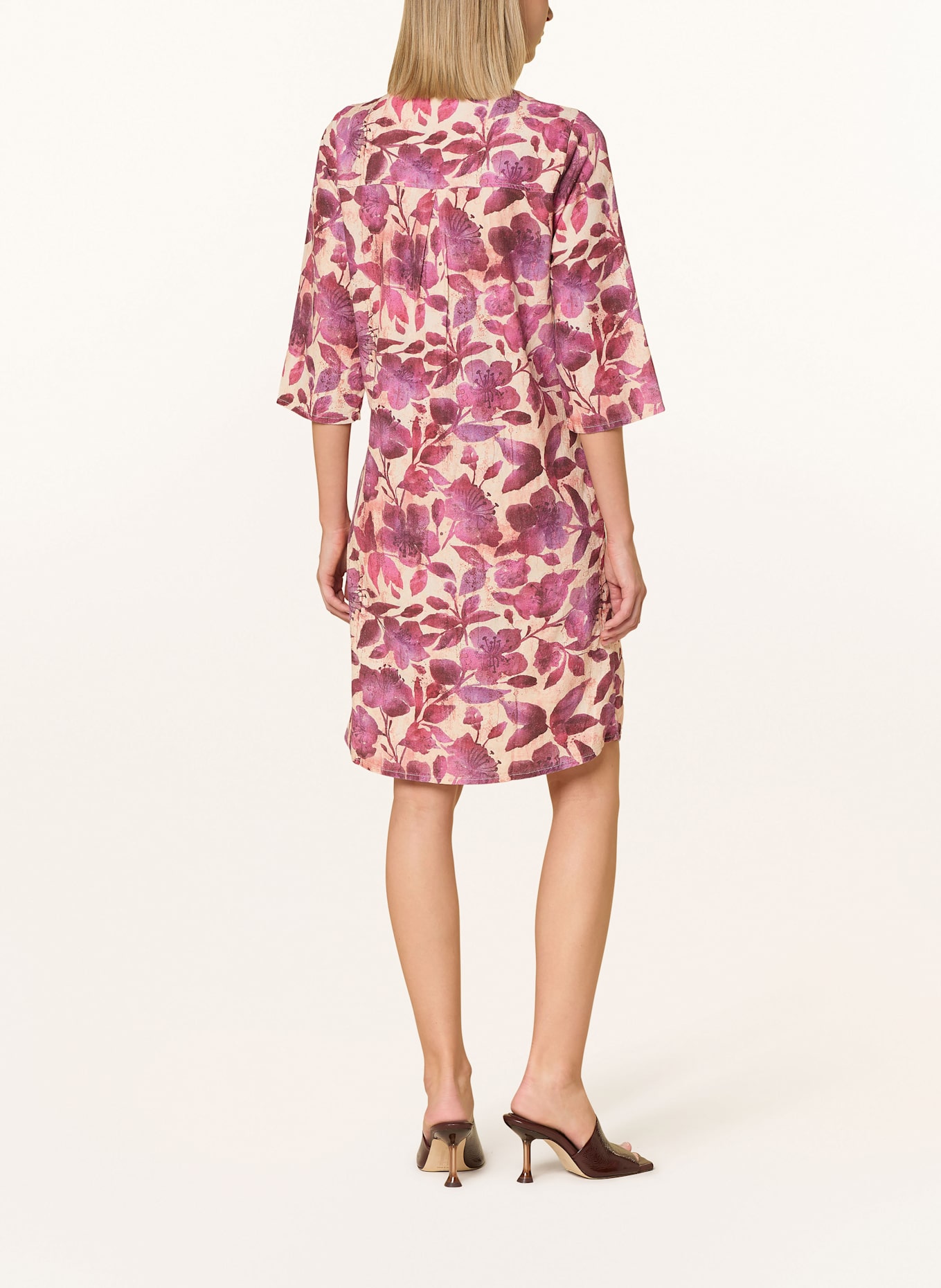 CARTOON Kleid mit 3/4-Arm: CREME / LILA / DUNKELLILA