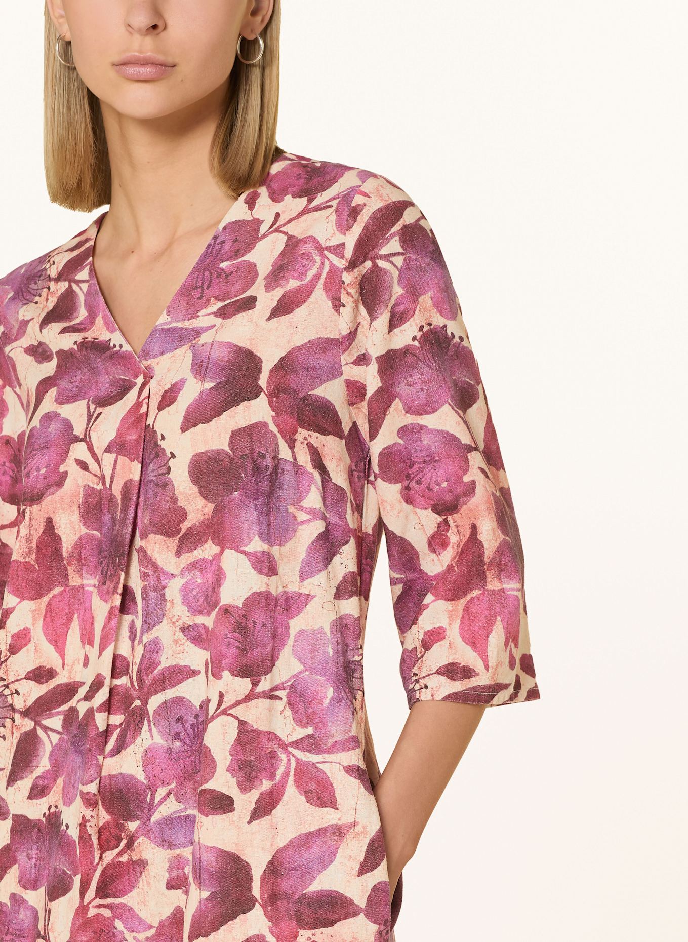 CARTOON Kleid mit 3/4-Arm: CREME / LILA / DUNKELLILA