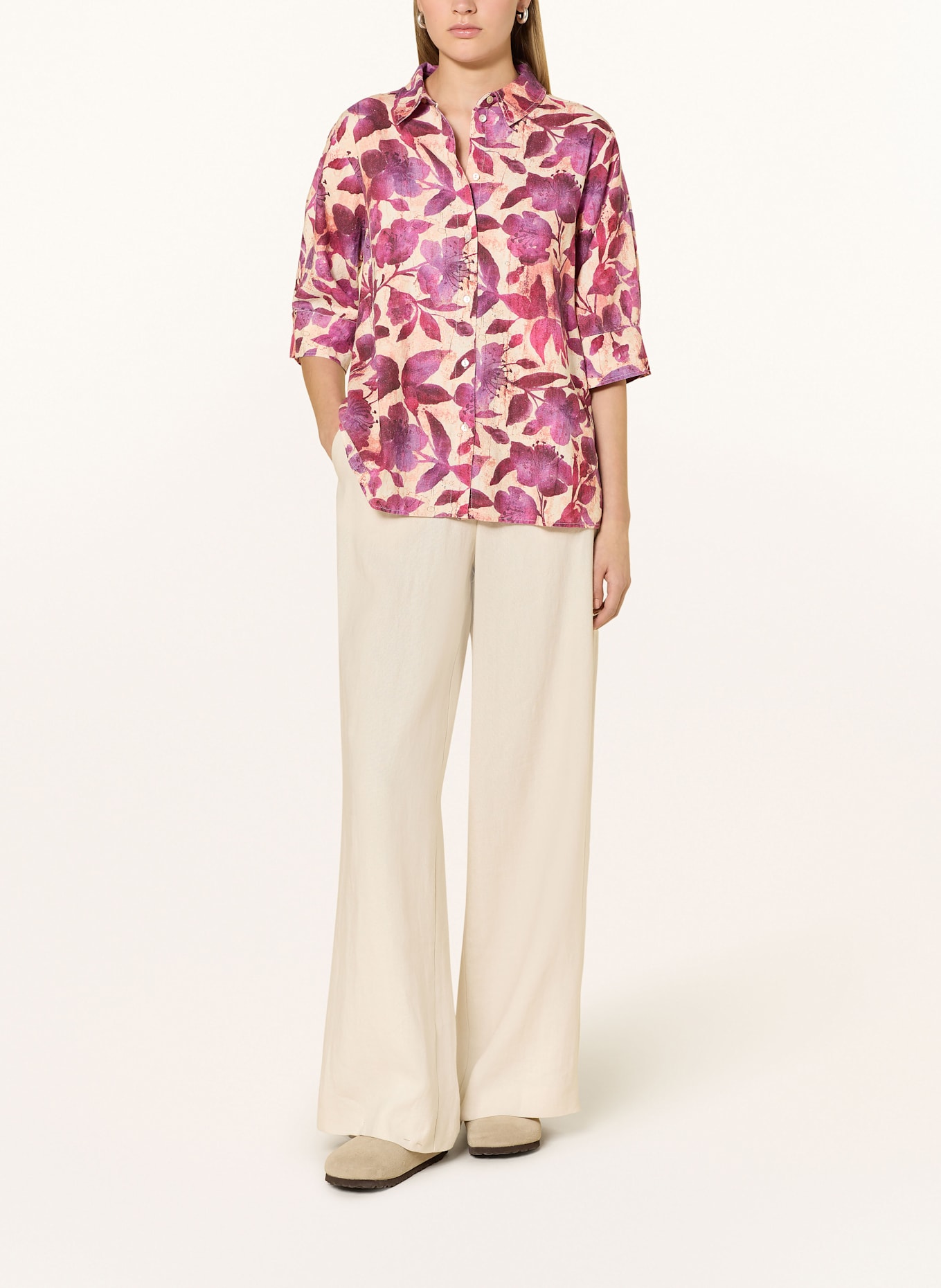 CARTOON Chemise en lin: LILAS/ CRÈME/ FUCHSIA