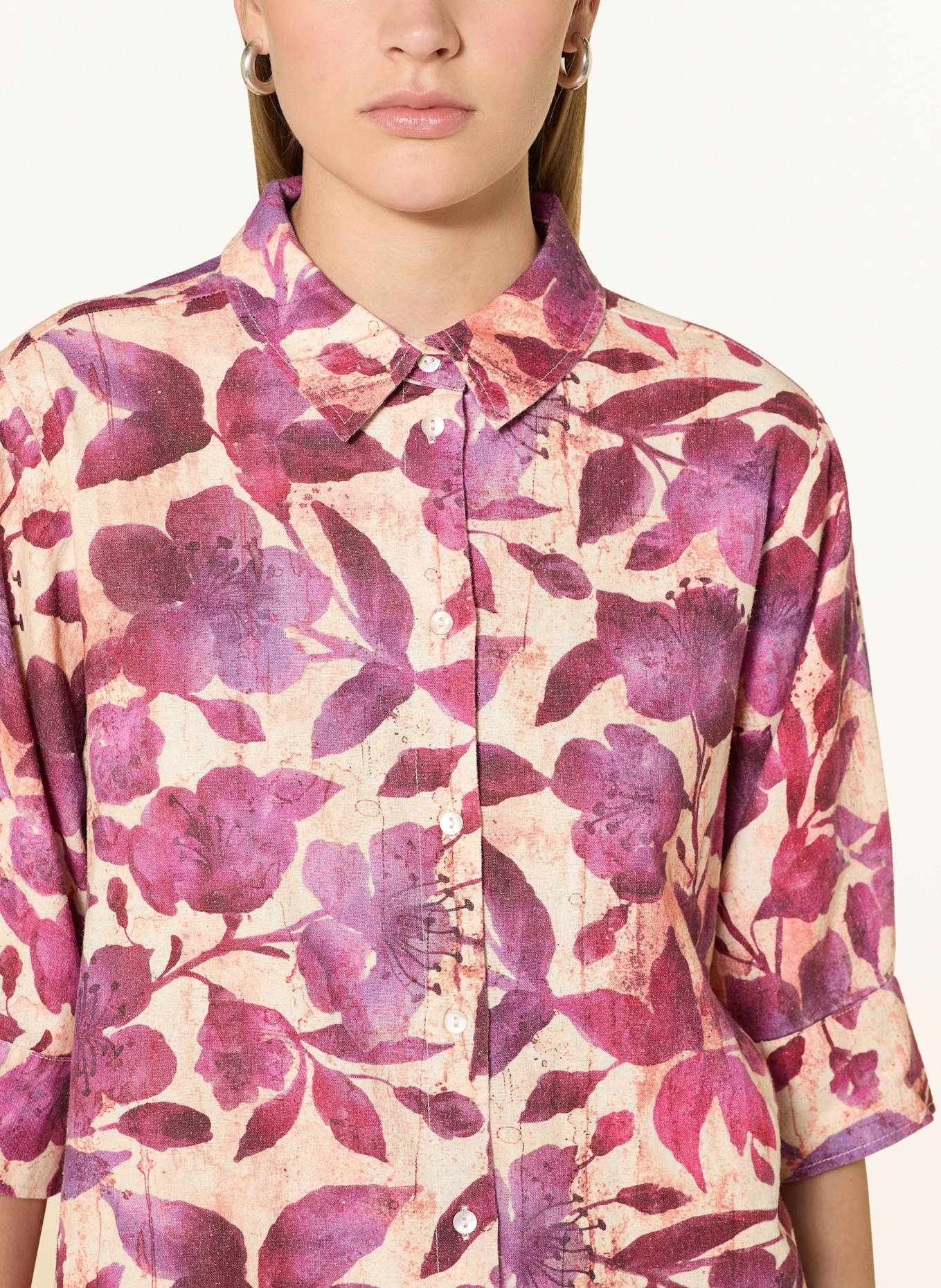 CARTOON Chemise en lin: LILAS/ CRÈME/ FUCHSIA