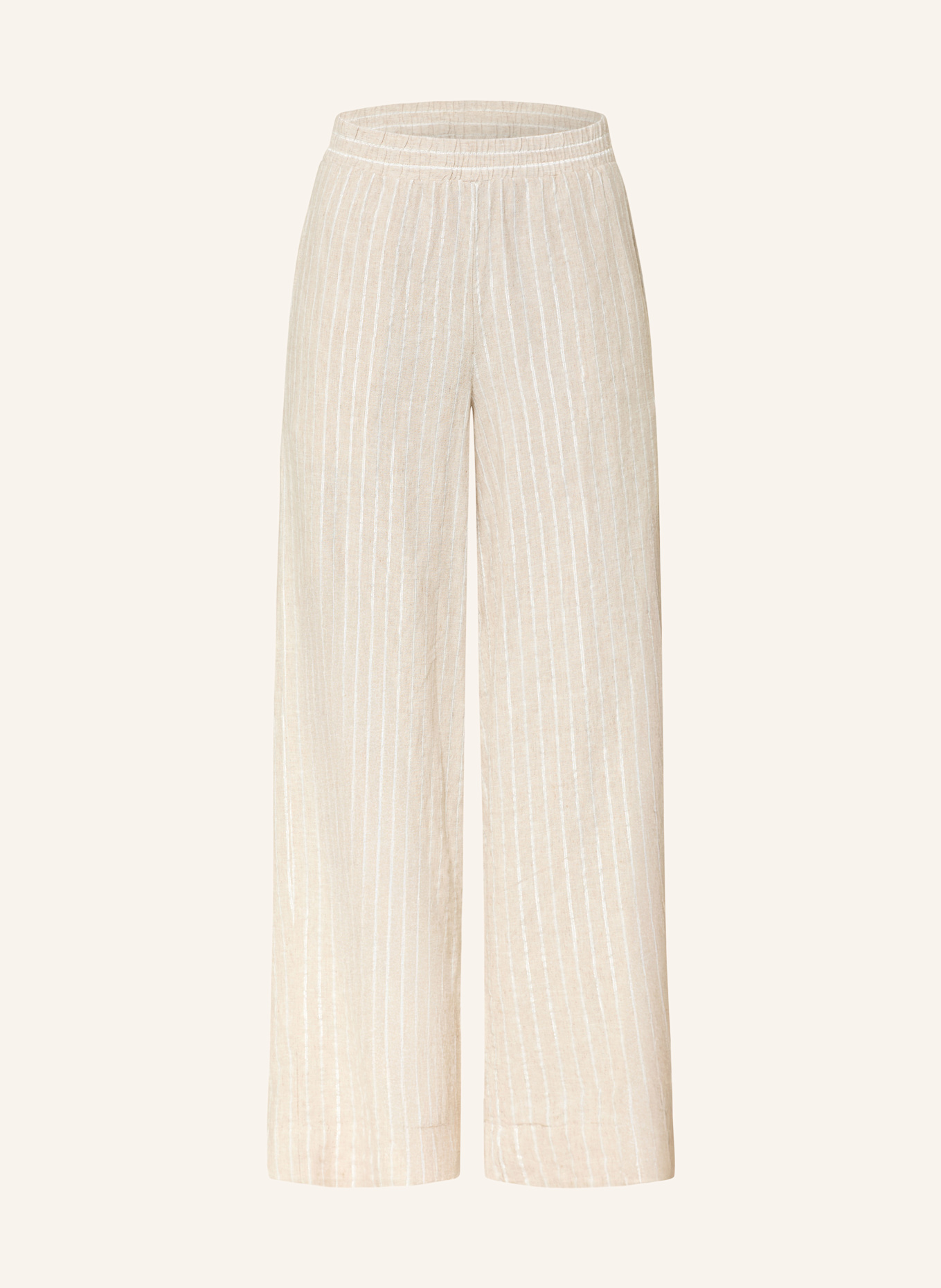 CARTOON Marlenehose mit Leinen und Glitzergarn: HELLBRAUN / WEISS / SILBER