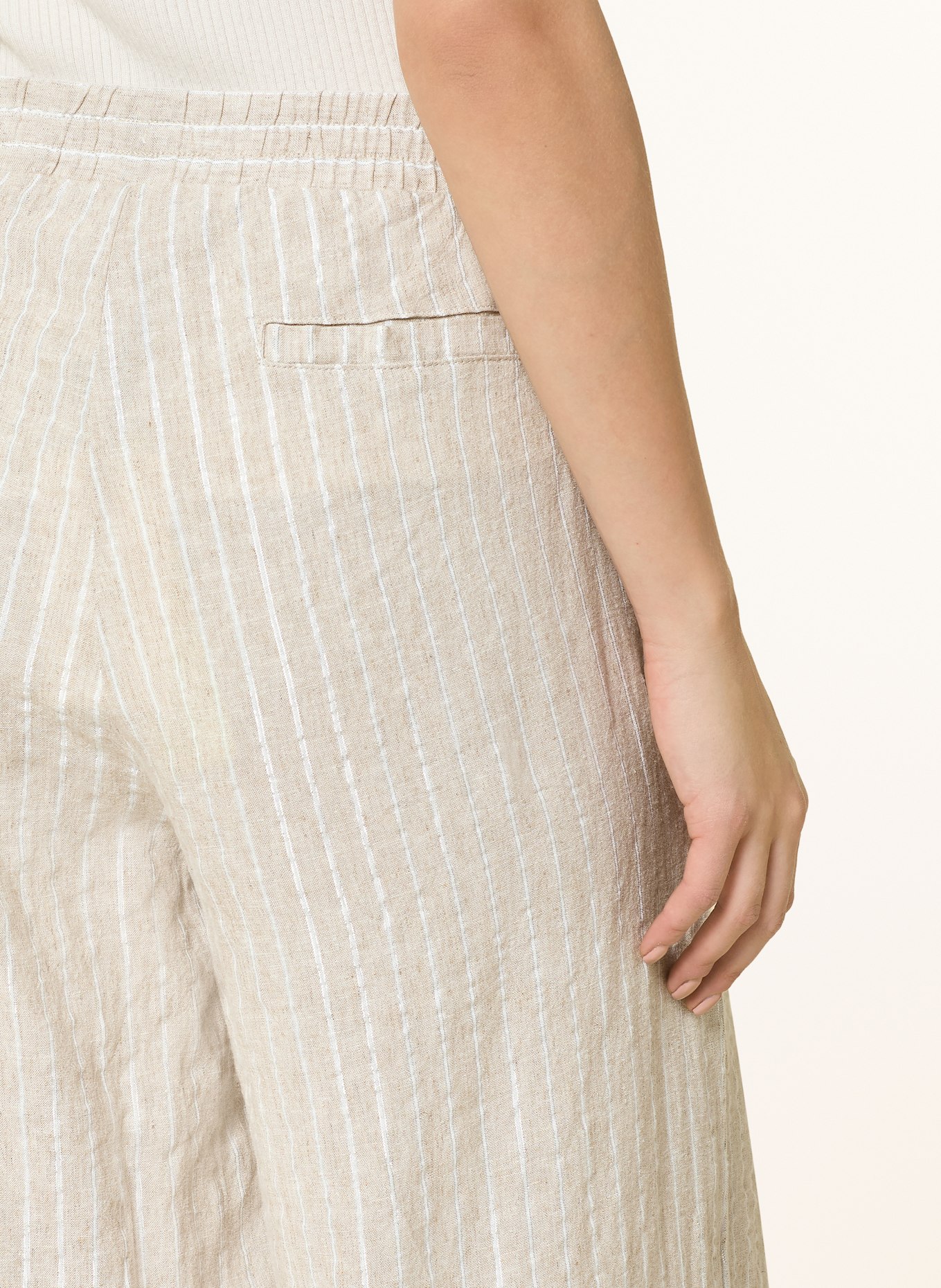 CARTOON Marlenehose mit Leinen und Glitzergarn: HELLBRAUN / WEISS / SILBER