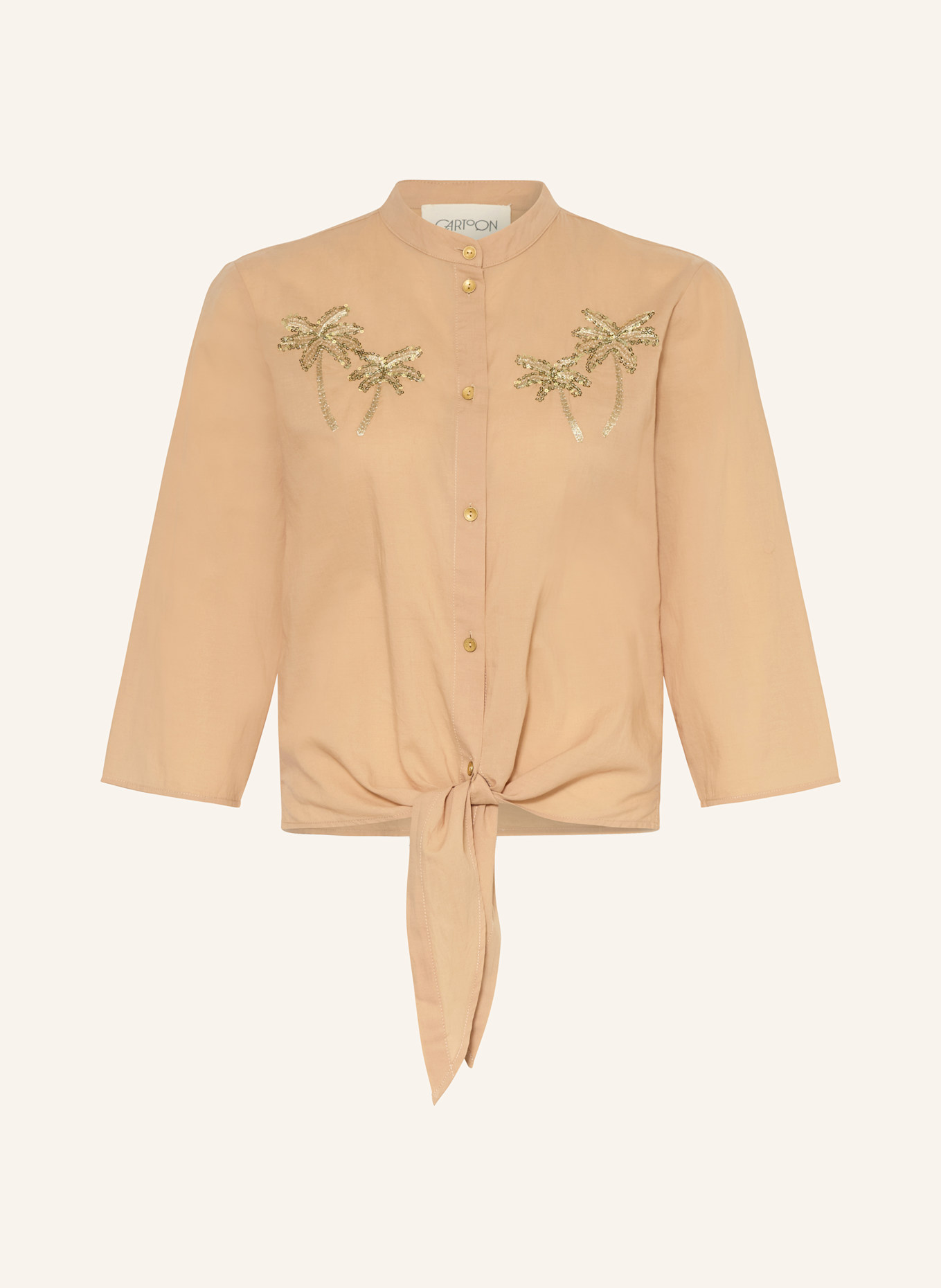 CARTOON Blouse with 3/4 sleeves and sequins: BEIGE