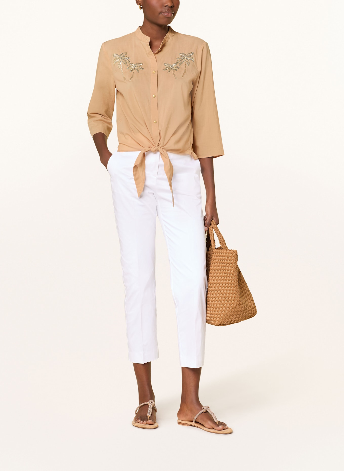 CARTOON Blouse with 3/4 sleeves and sequins: BEIGE