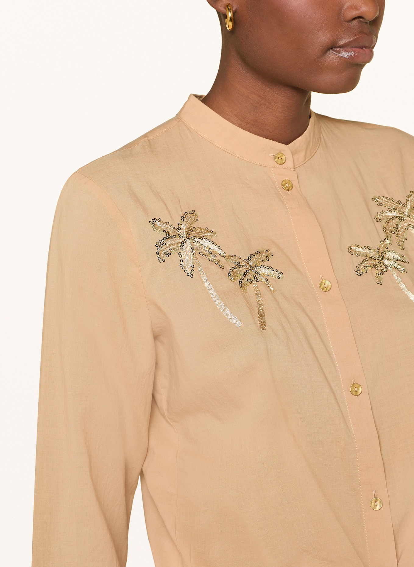 CARTOON Blouse with 3/4 sleeves and sequins: BEIGE