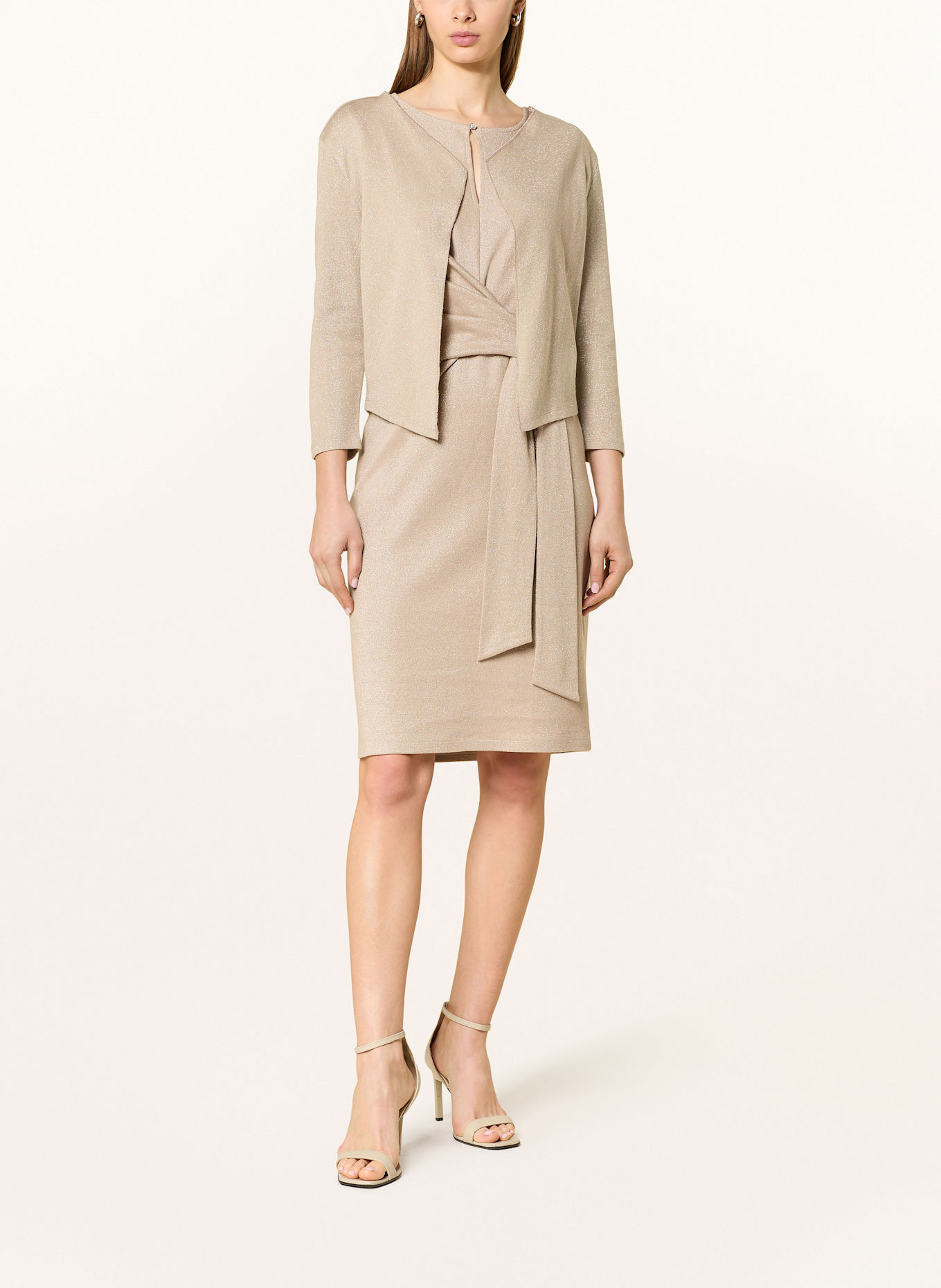 CARTOON Strickhülle mit 3/4-Arm und Glitzergarn: BEIGE / GOLD