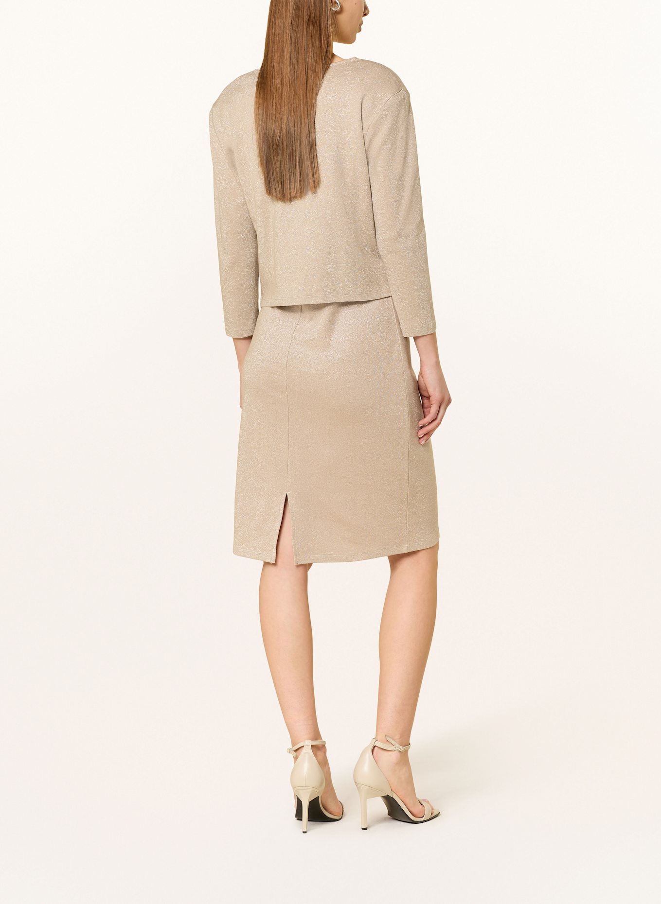 CARTOON Strickhülle mit 3/4-Arm und Glitzergarn: BEIGE / GOLD