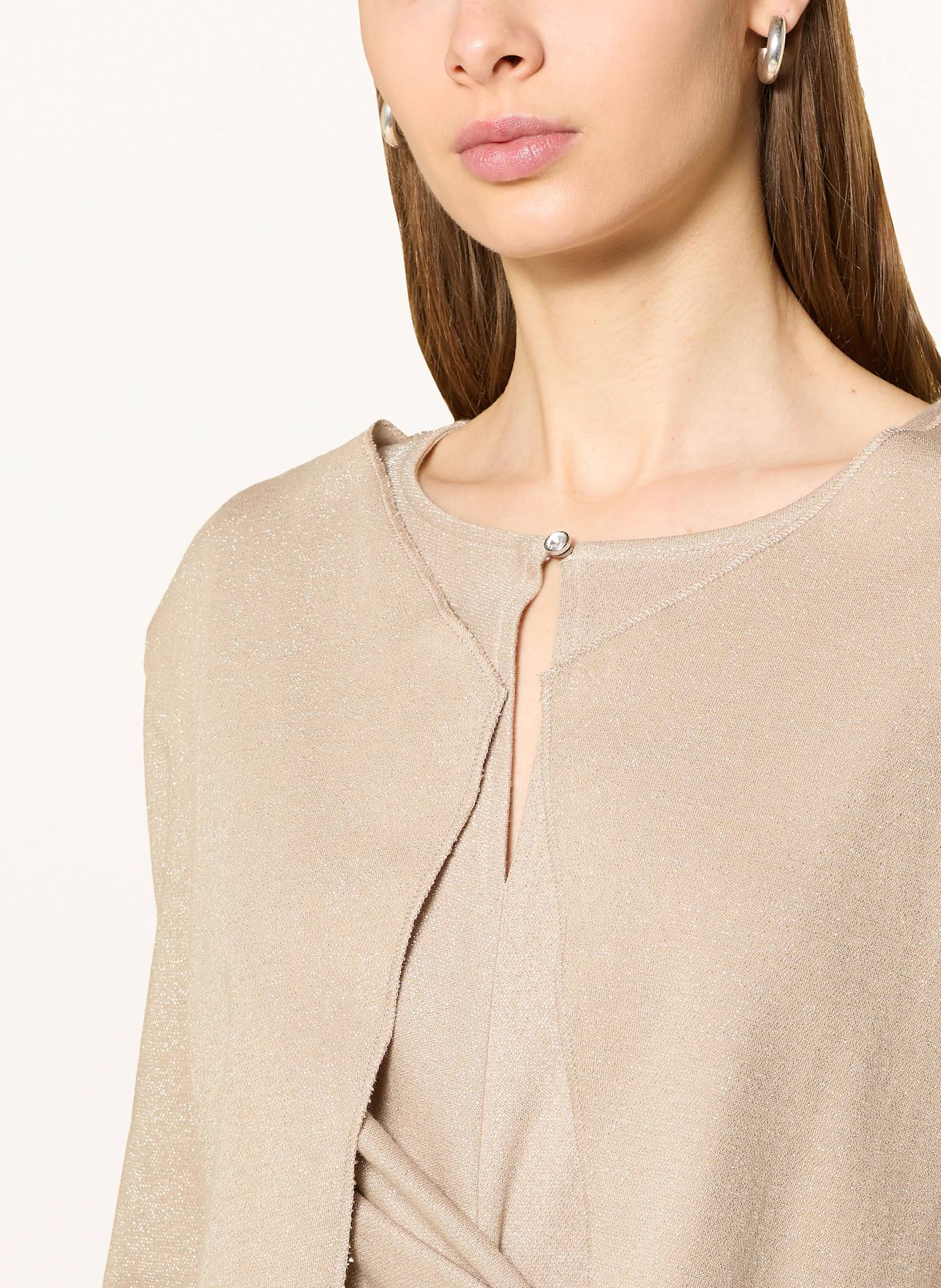 CARTOON Strickhülle mit 3/4-Arm und Glitzergarn: BEIGE / GOLD