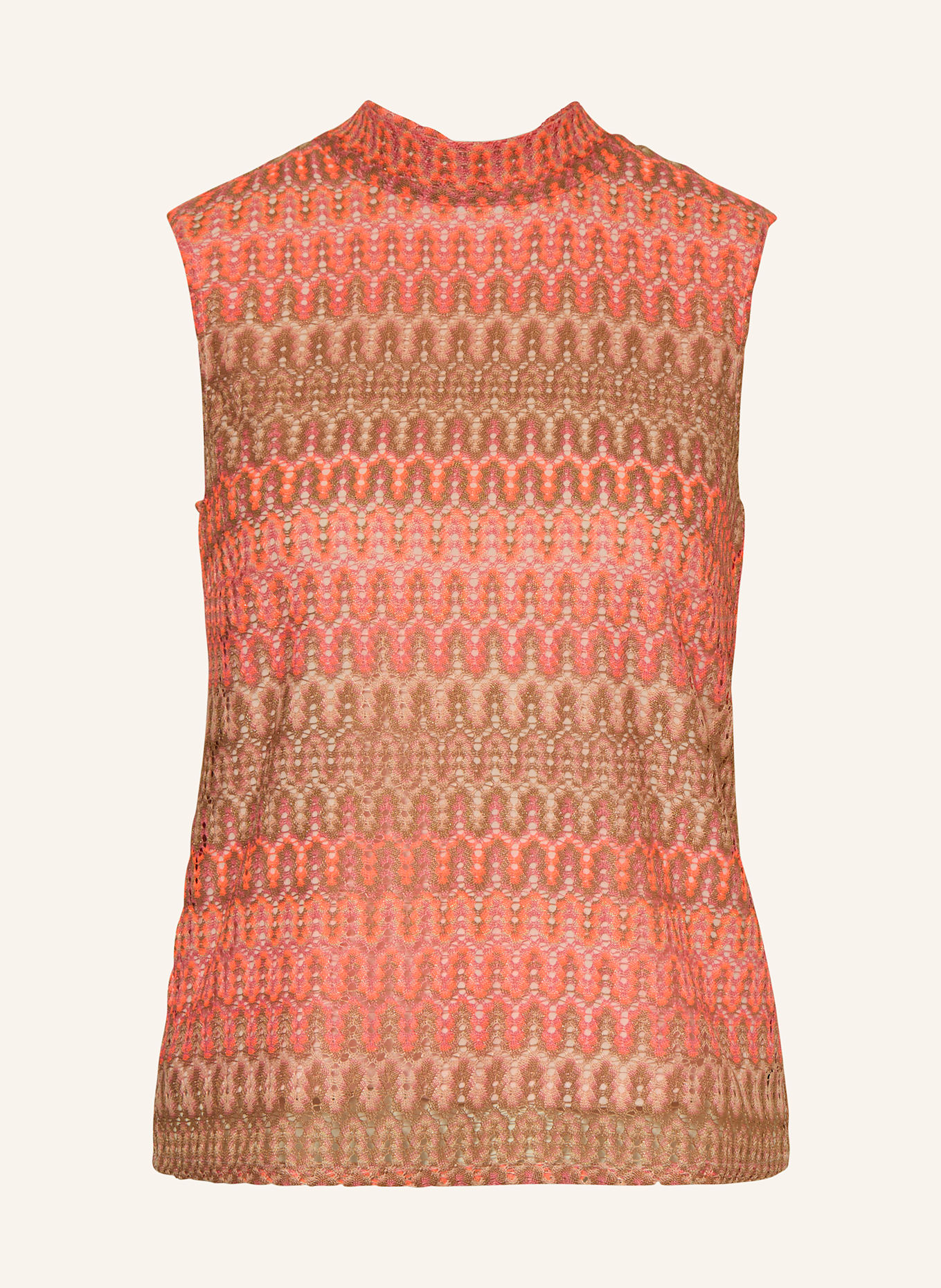 CARTOON Blusentop mit Lochspitze und Glitzergarn: NEONROSA / WEISS / TAUPE