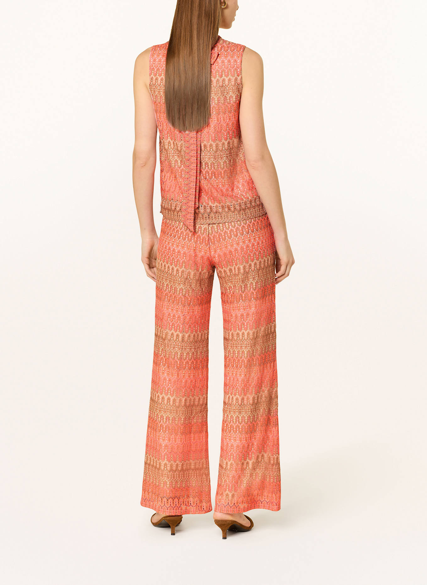 CARTOON Blusentop mit Lochspitze und Glitzergarn: NEONROSA / WEISS / TAUPE