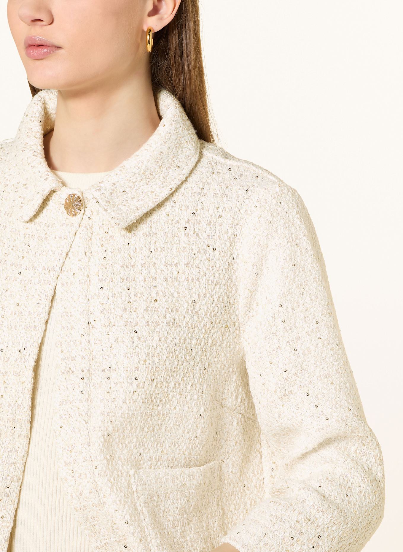 CARTOON Bouclé jacket with 3/4 sleeves and sequins: CREAM