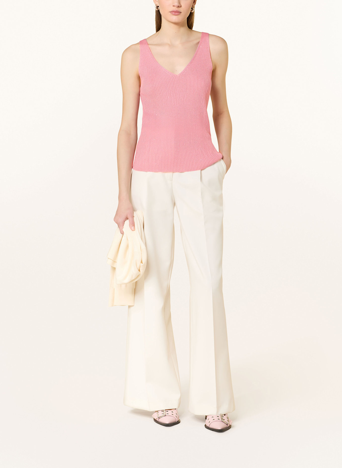 CARTOON Pletený top s flitry: RŮŽOVÁ