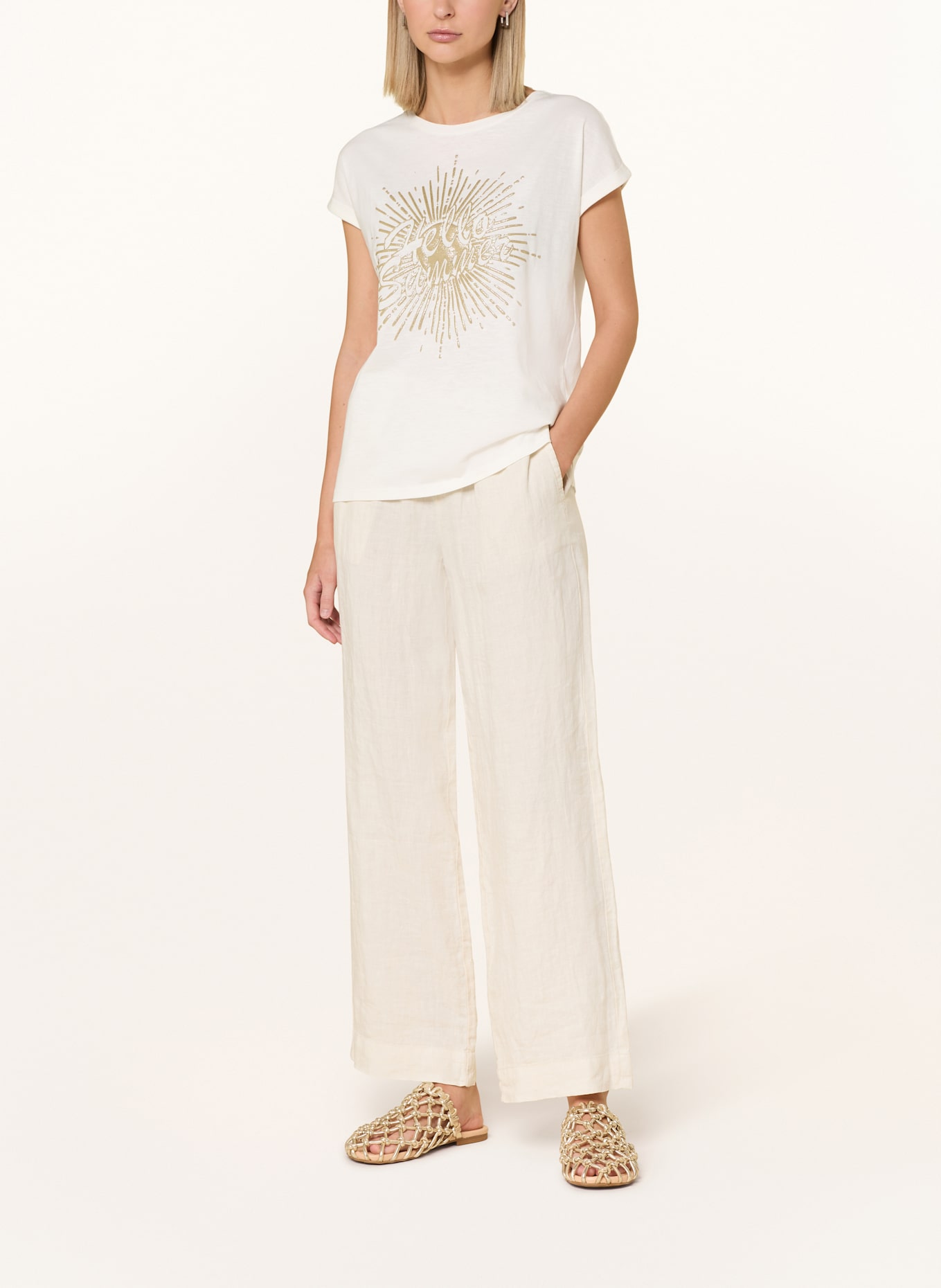 CARTOON T-Shirt: CREME / GOLD