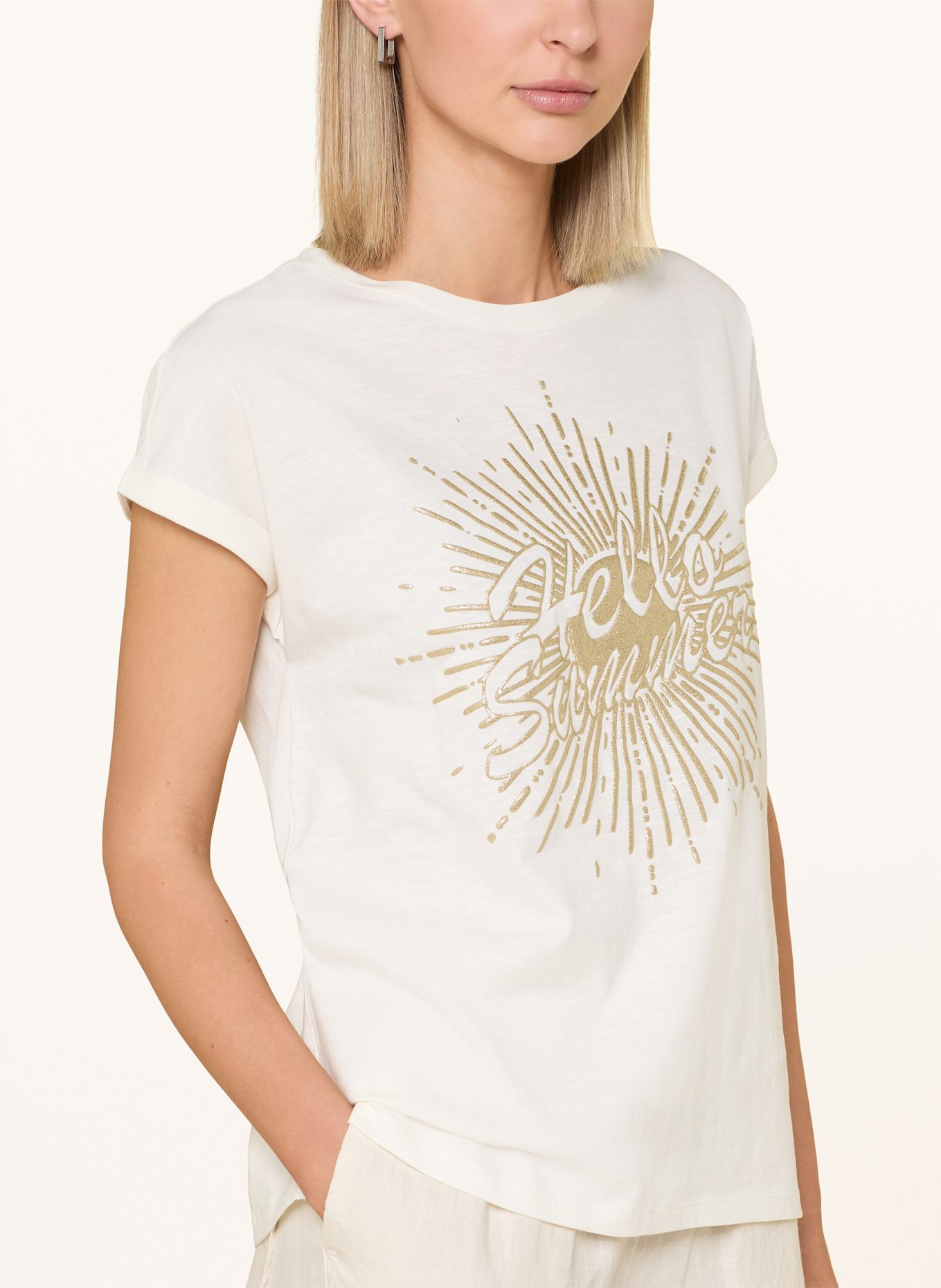 CARTOON T-Shirt: CREME / GOLD