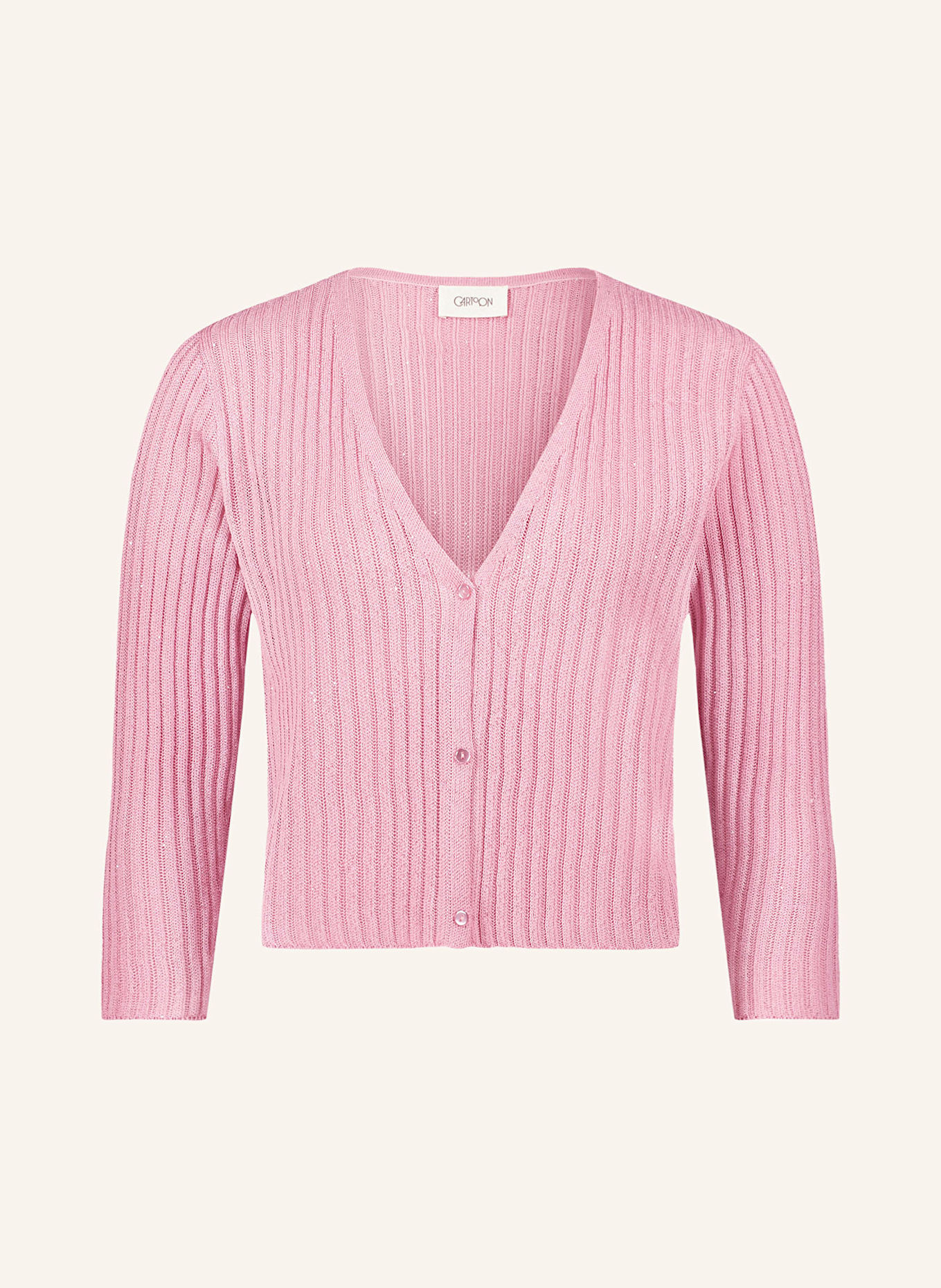 CARTOON Strickjacke mit 3/4-Arm und Pailletten: ROSÉ