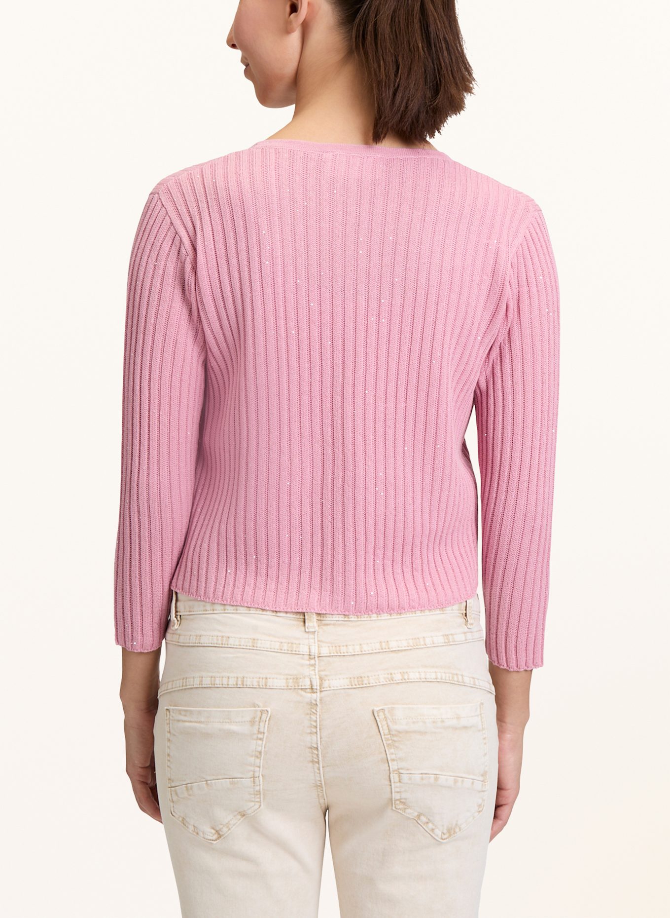 CARTOON Strickjacke mit 3/4-Arm und Pailletten: ROSÉ