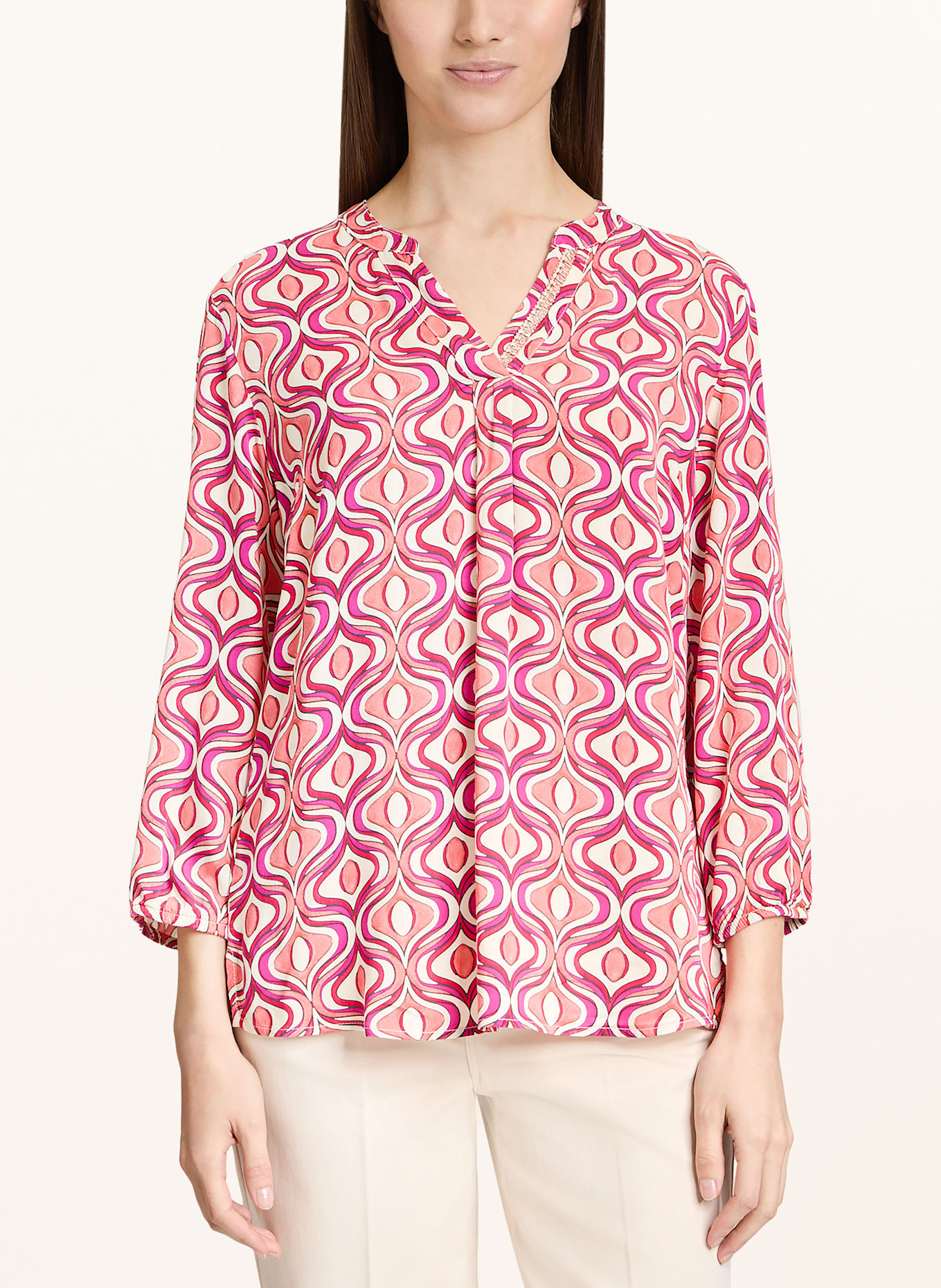 CARTOON Blouse with 3/4 sleeves and sequins: CREAM / LIGHT ORANGE / FUCHSIA