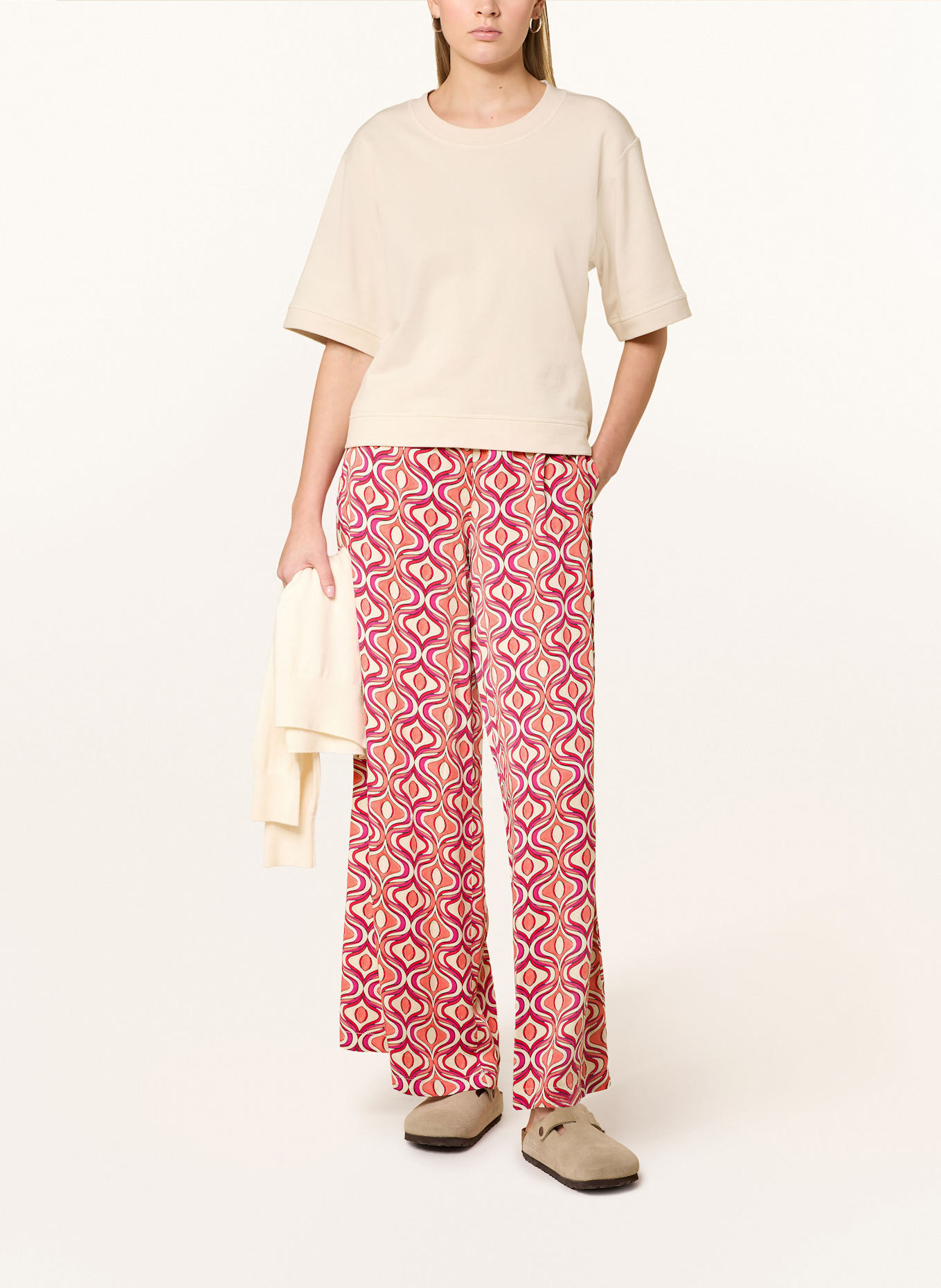 CARTOON Wide leg trousers: Light blue cotton Sabine ruffled eyelet dress from