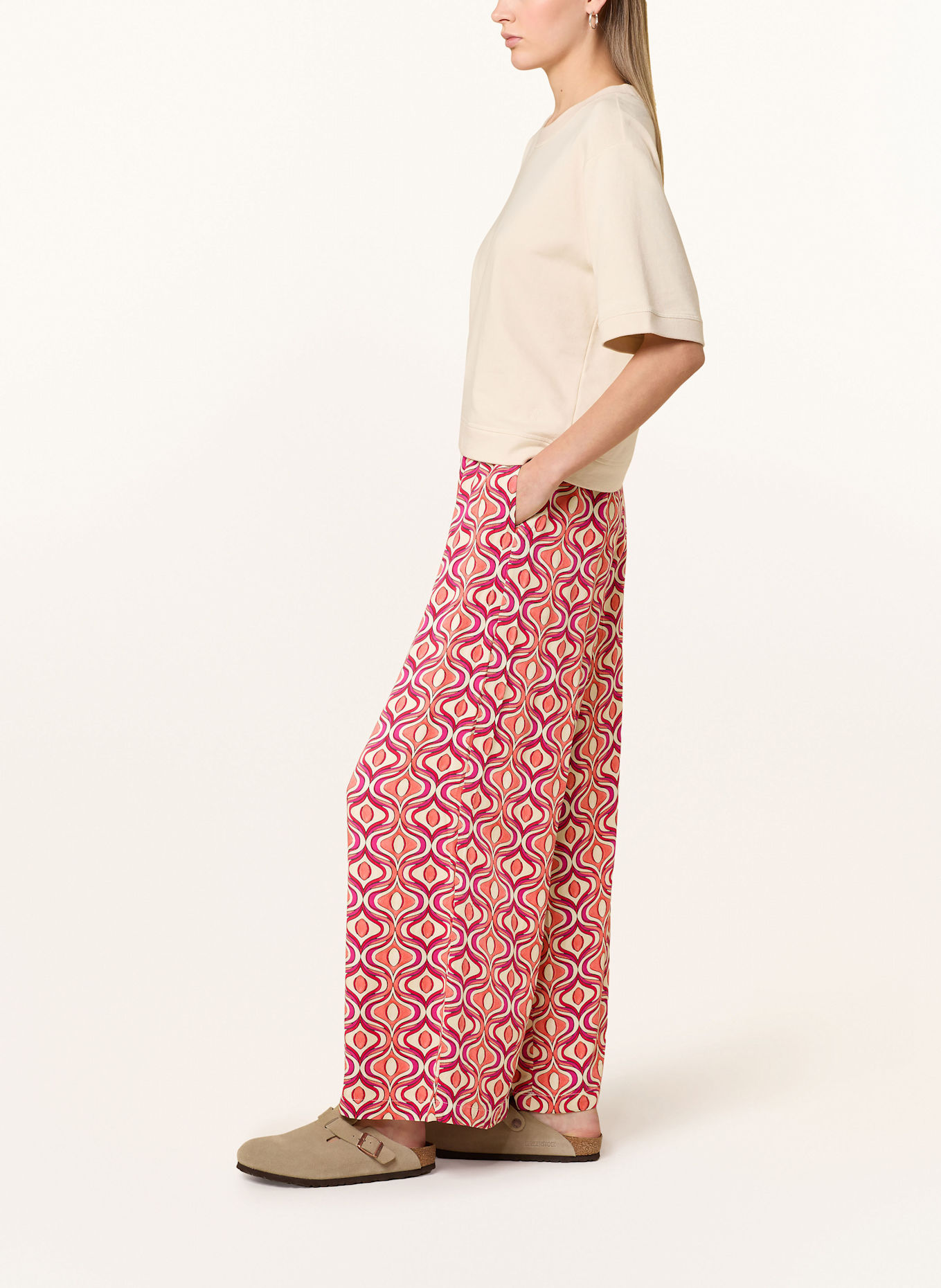 CARTOON Wide leg trousers: Light blue cotton Sabine ruffled eyelet dress from