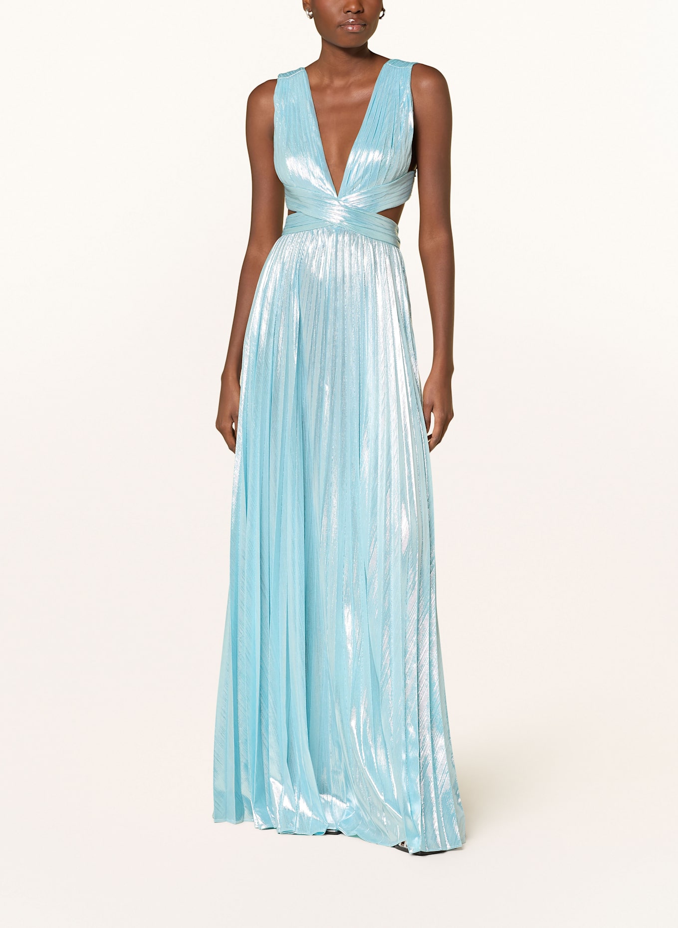 RETROFÊTE DRACEY evening dress with pleats and cut-outs: LIGHT BLUE