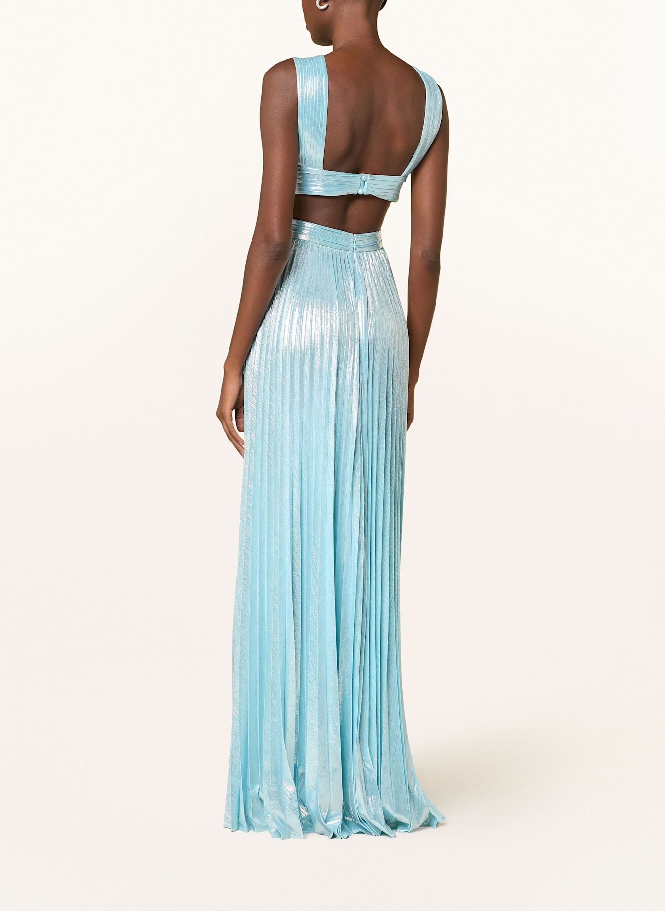 RETROFÊTE DRACEY evening dress with pleats and cut-outs: LIGHT BLUE