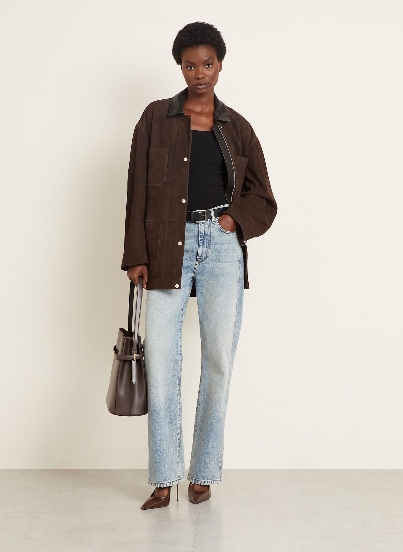 NOUR HAMMOUR Lederjacke BARN: DUNKELBRAUN