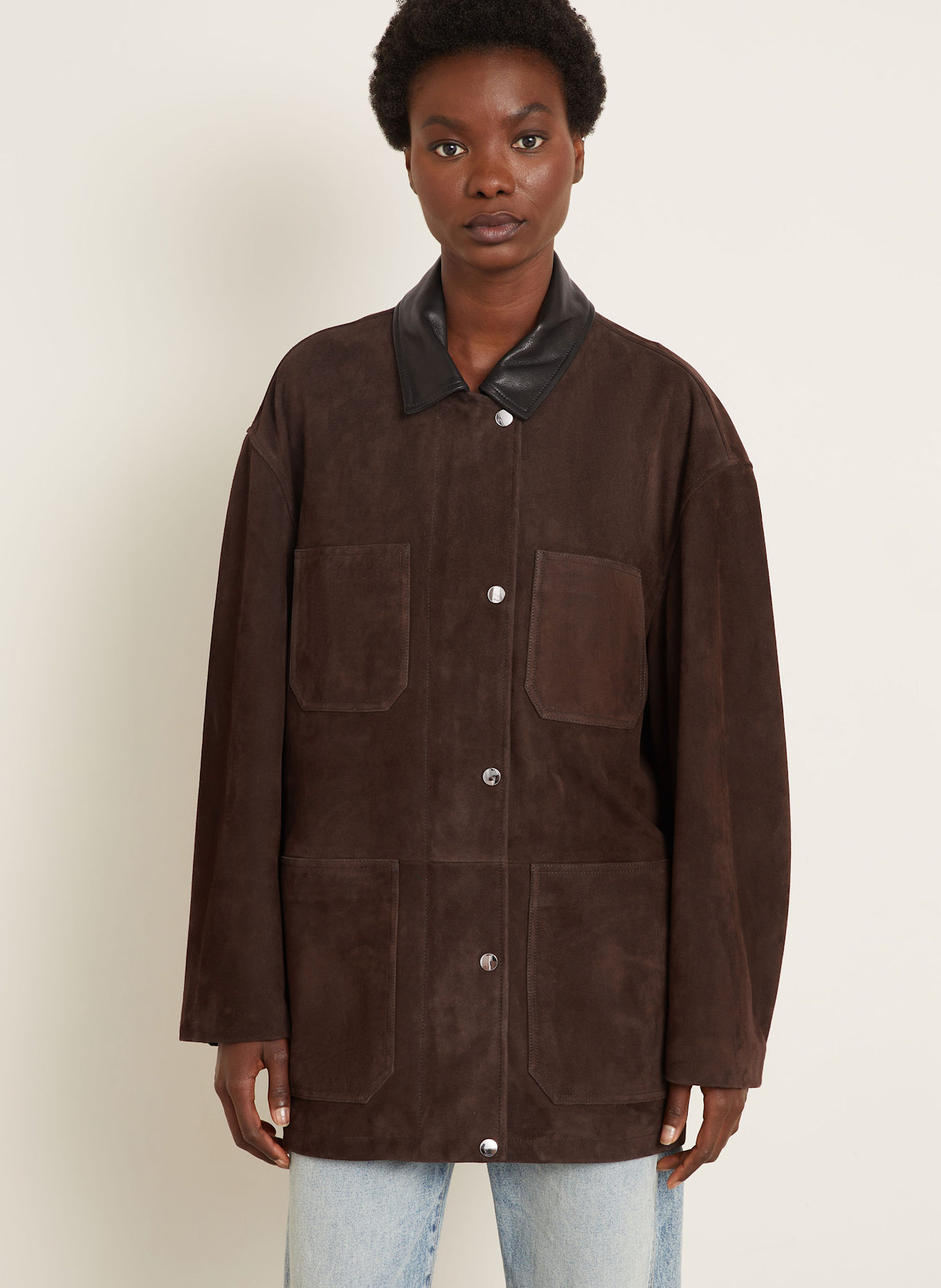 NOUR HAMMOUR Lederjacke BARN: DUNKELBRAUN