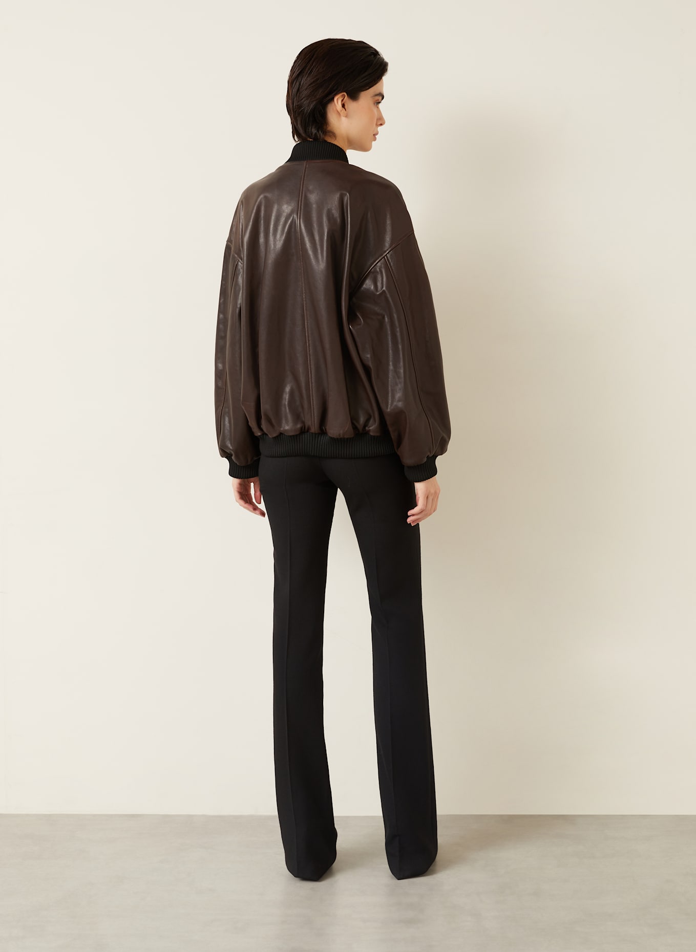 NOUR HAMMOUR Kožený blouson MARLY: TMAVĚ HNĚDÁ