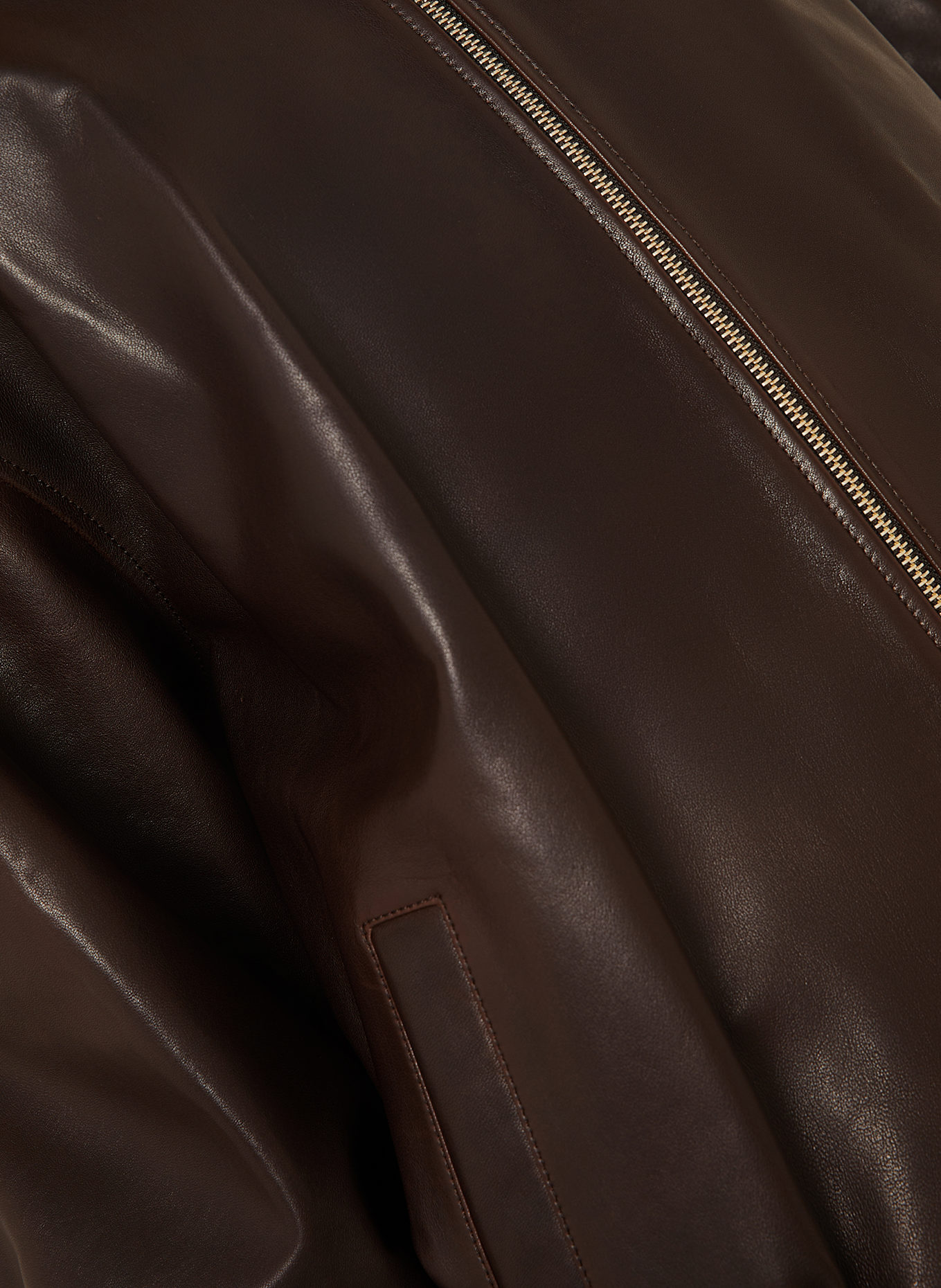 NOUR HAMMOUR Kožený blouson MARLY: TMAVĚ HNĚDÁ