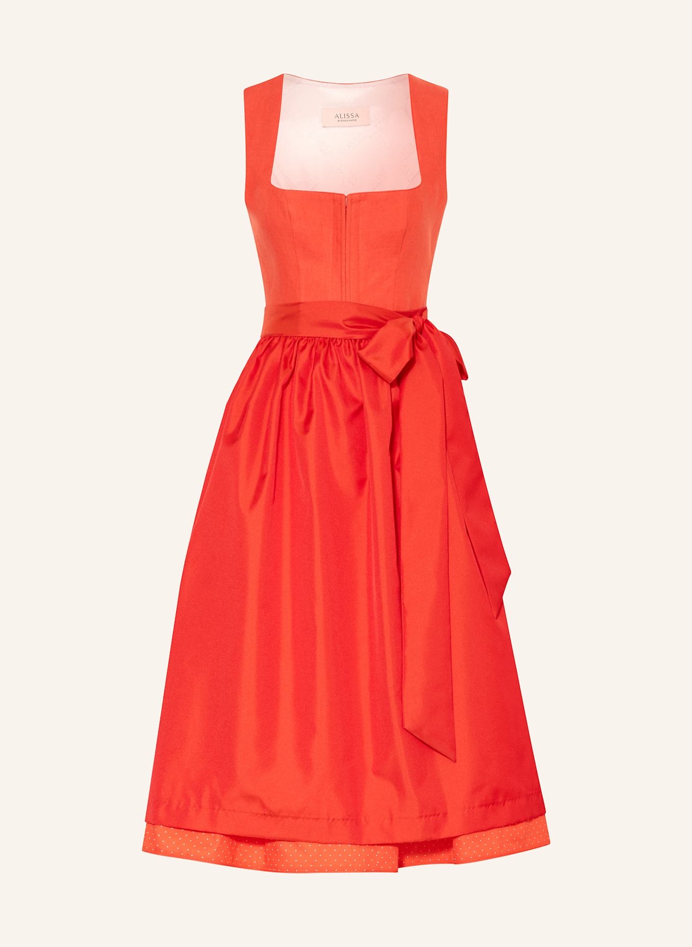 ALISSA BY KINGA MATHE Dirndl ADRI mit Leinen: ROT / WEISS