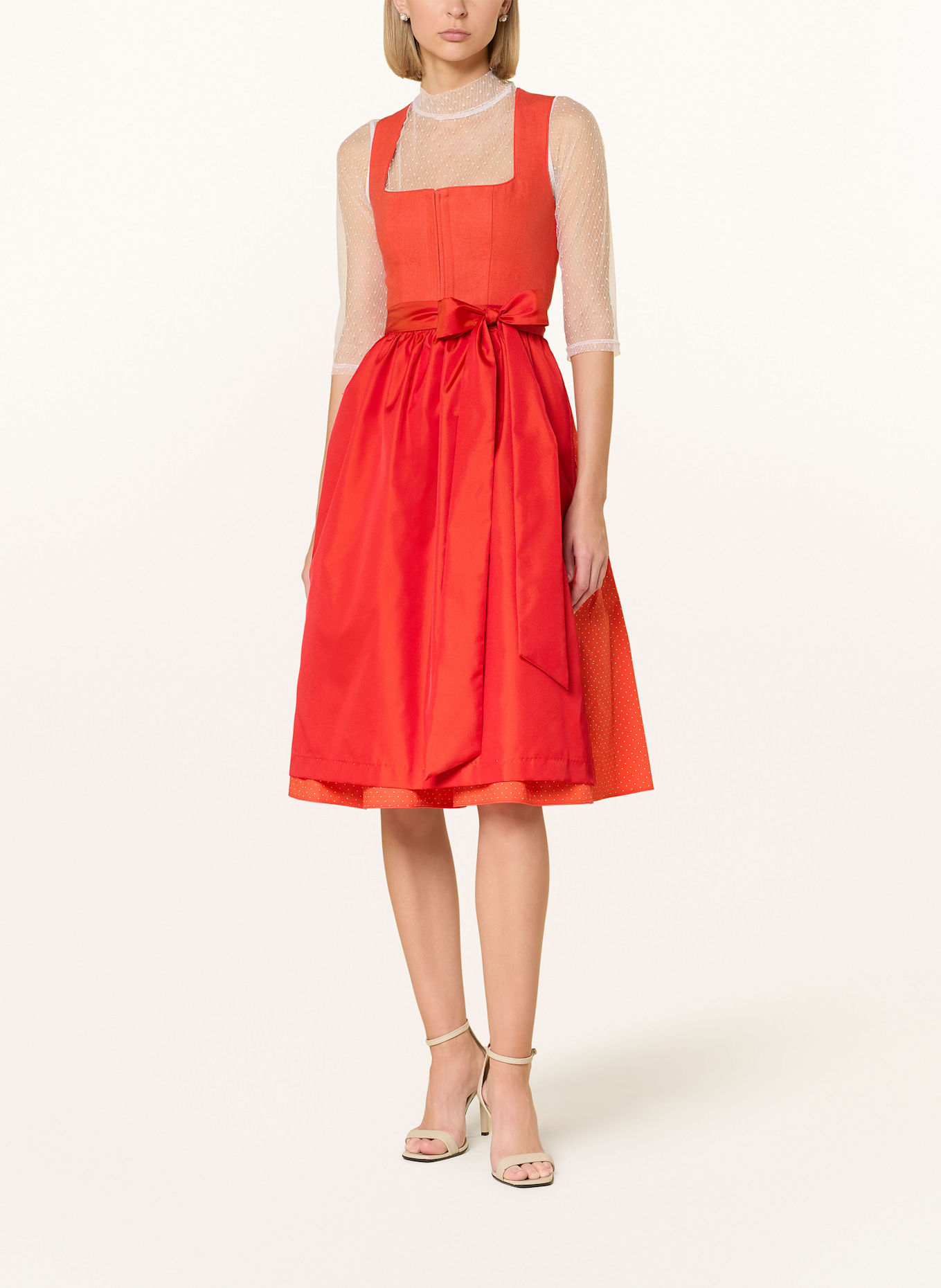 ALISSA BY KINGA MATHE Dirndl ADRI mit Leinen: ROT / WEISS