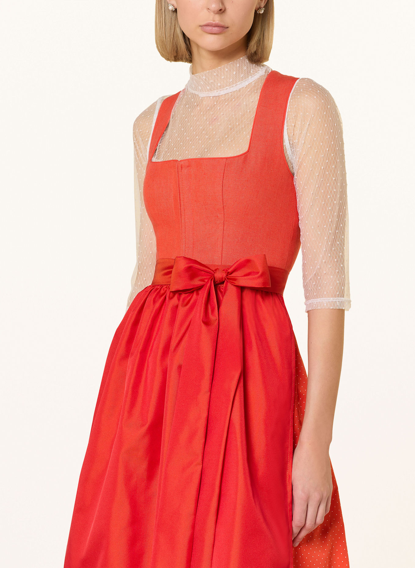 ALISSA BY KINGA MATHE Dirndl ADRI mit Leinen: ROT / WEISS