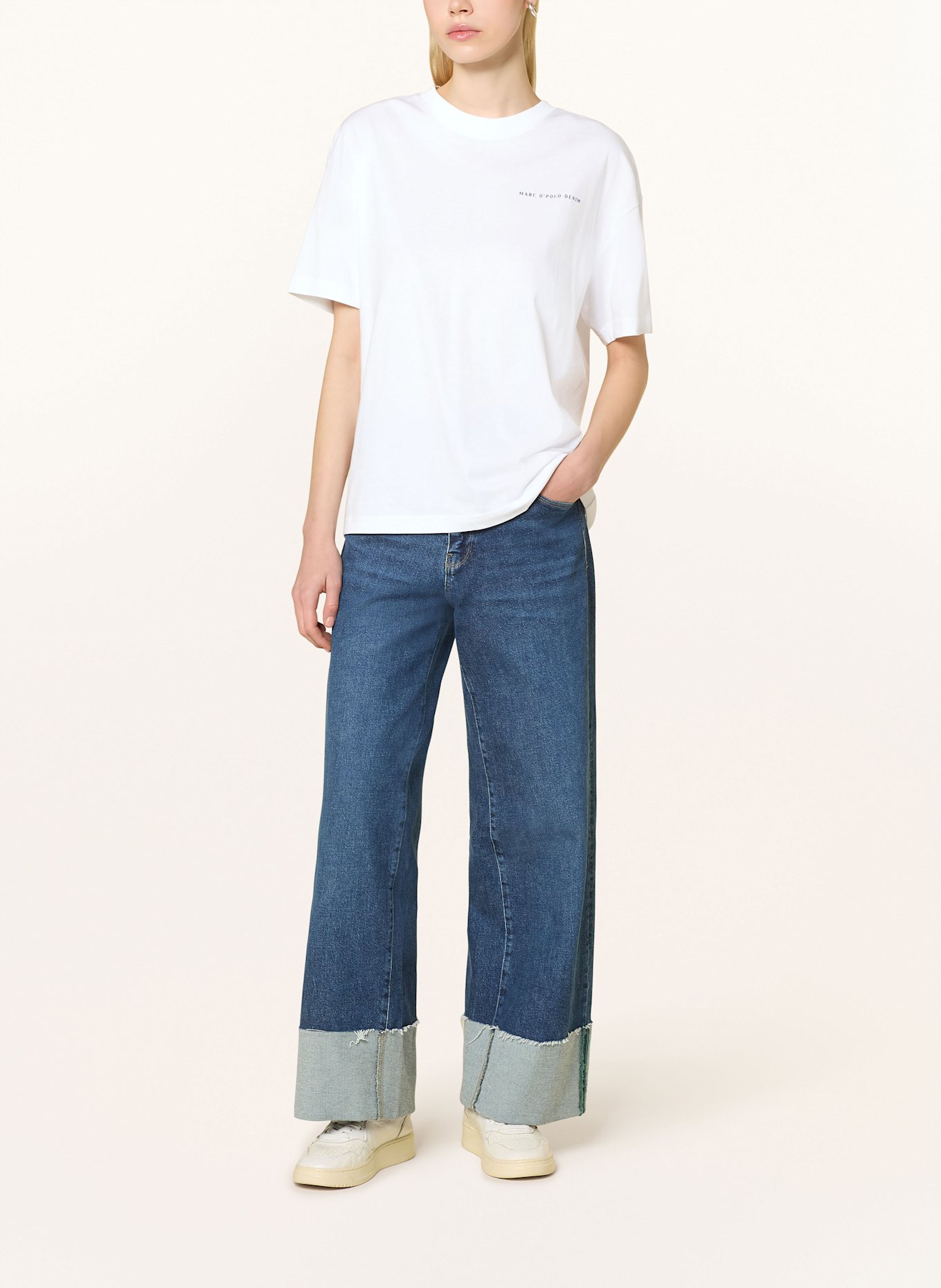 Marc O'Polo DENIM T-Shirt: WEISS / BLAU