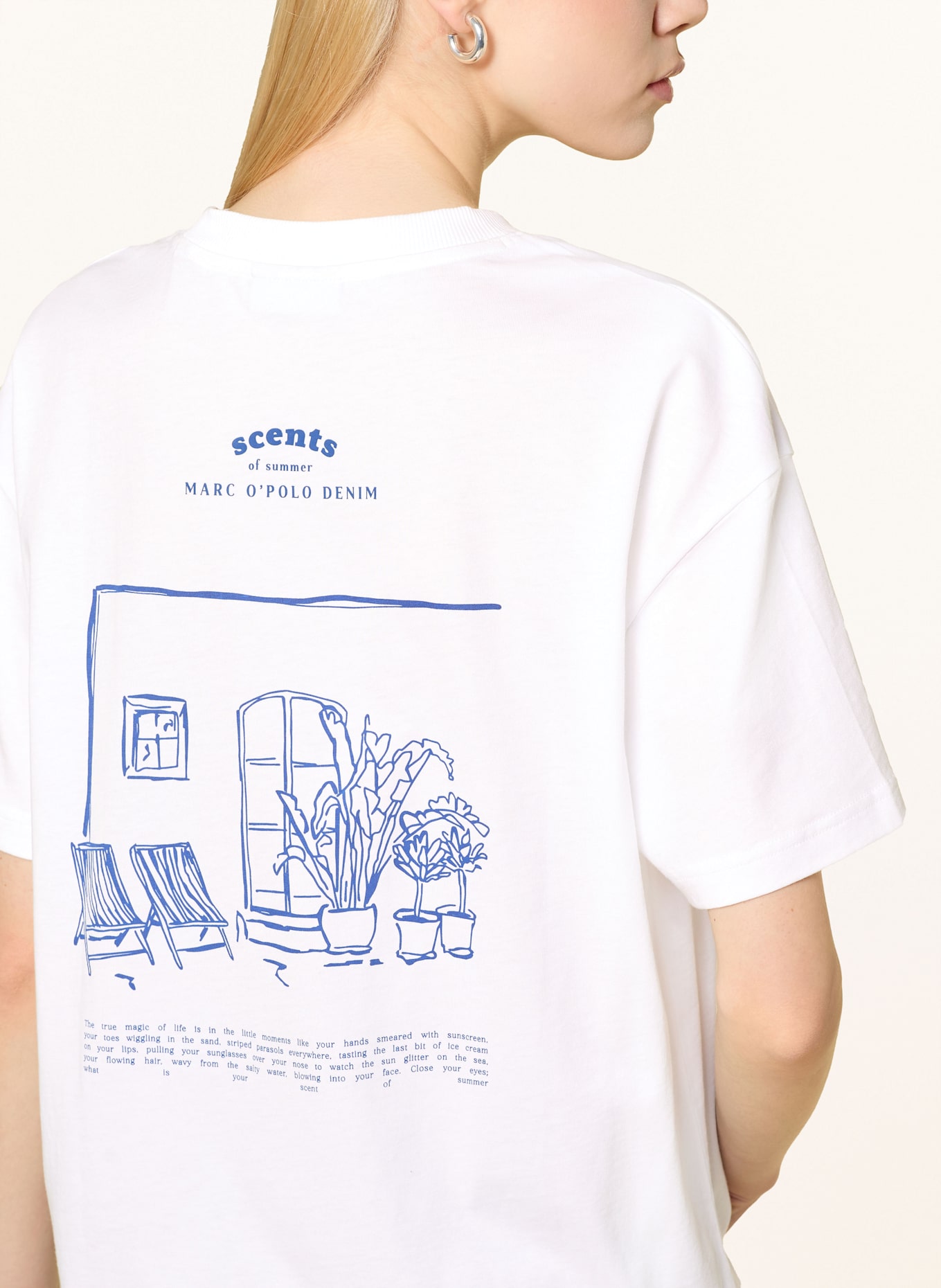 Marc O'Polo DENIM T-Shirt: WEISS / BLAU