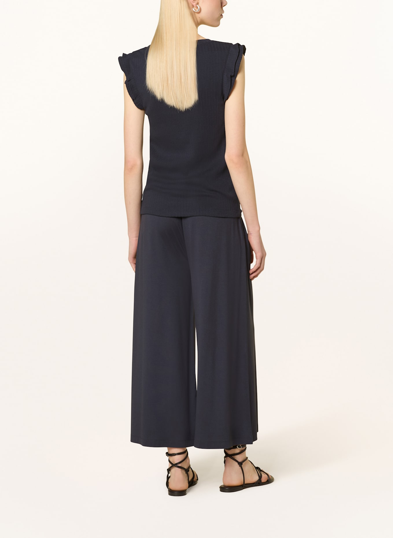 Marc O'Polo DENIM T-Shirt mit Rüschen: DUNKELBLAU