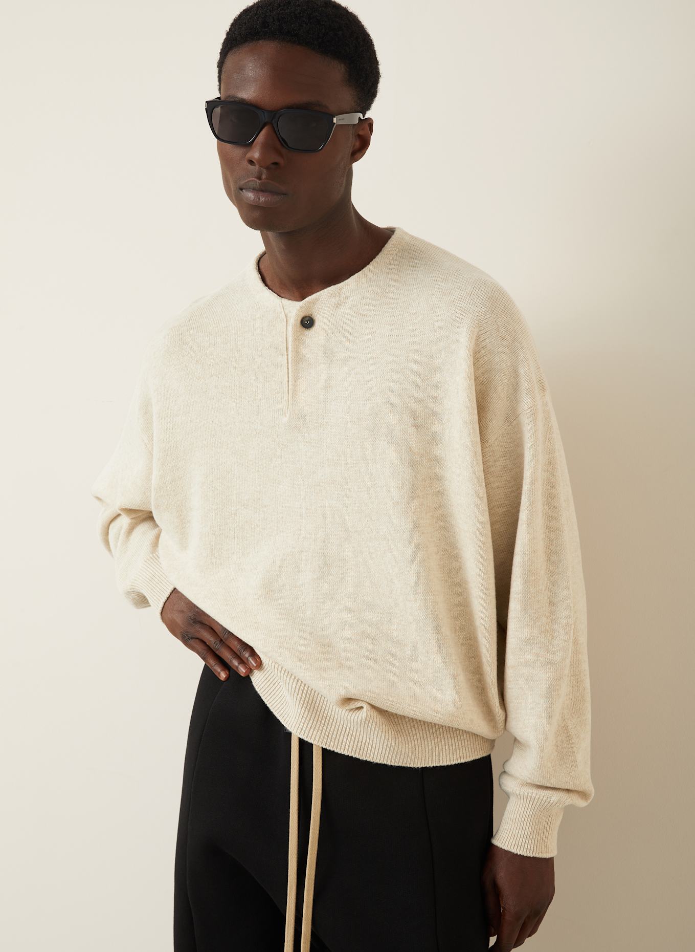 FEAR OF GOD Henley-Shirt: CREME