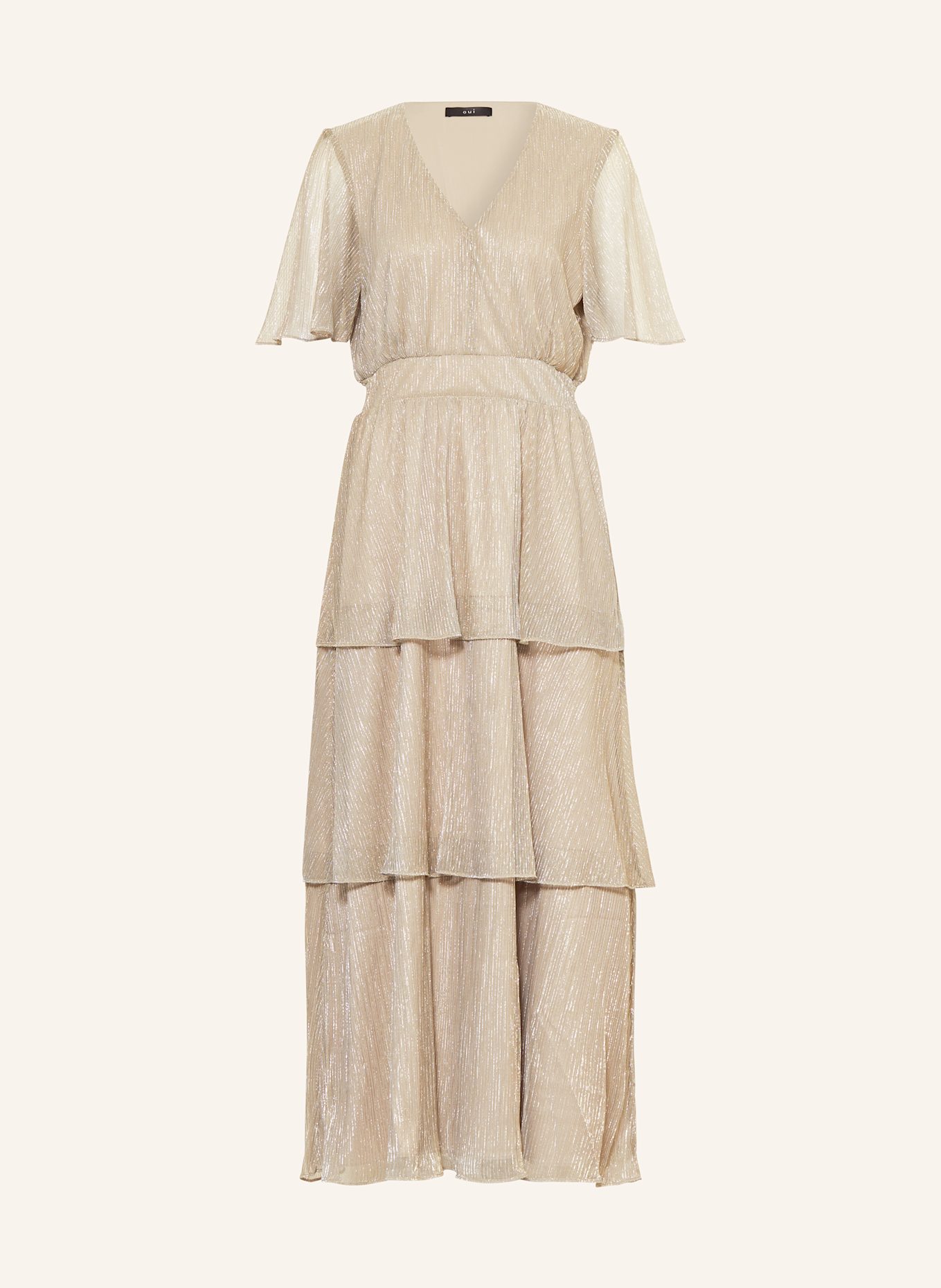oui Plisseekleid mit Glitzergarn: TAUPE