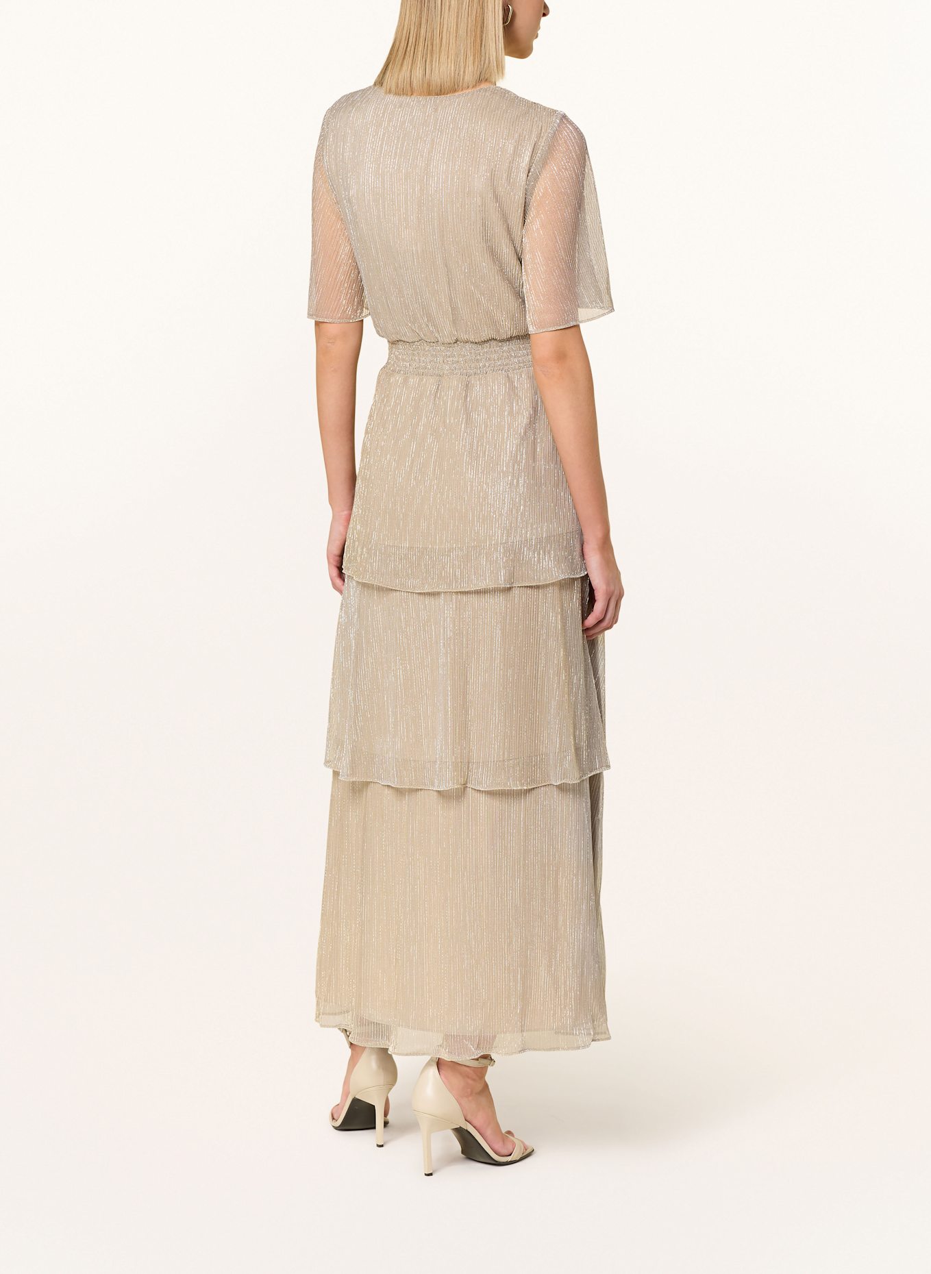 oui Plisseekleid mit Glitzergarn: TAUPE