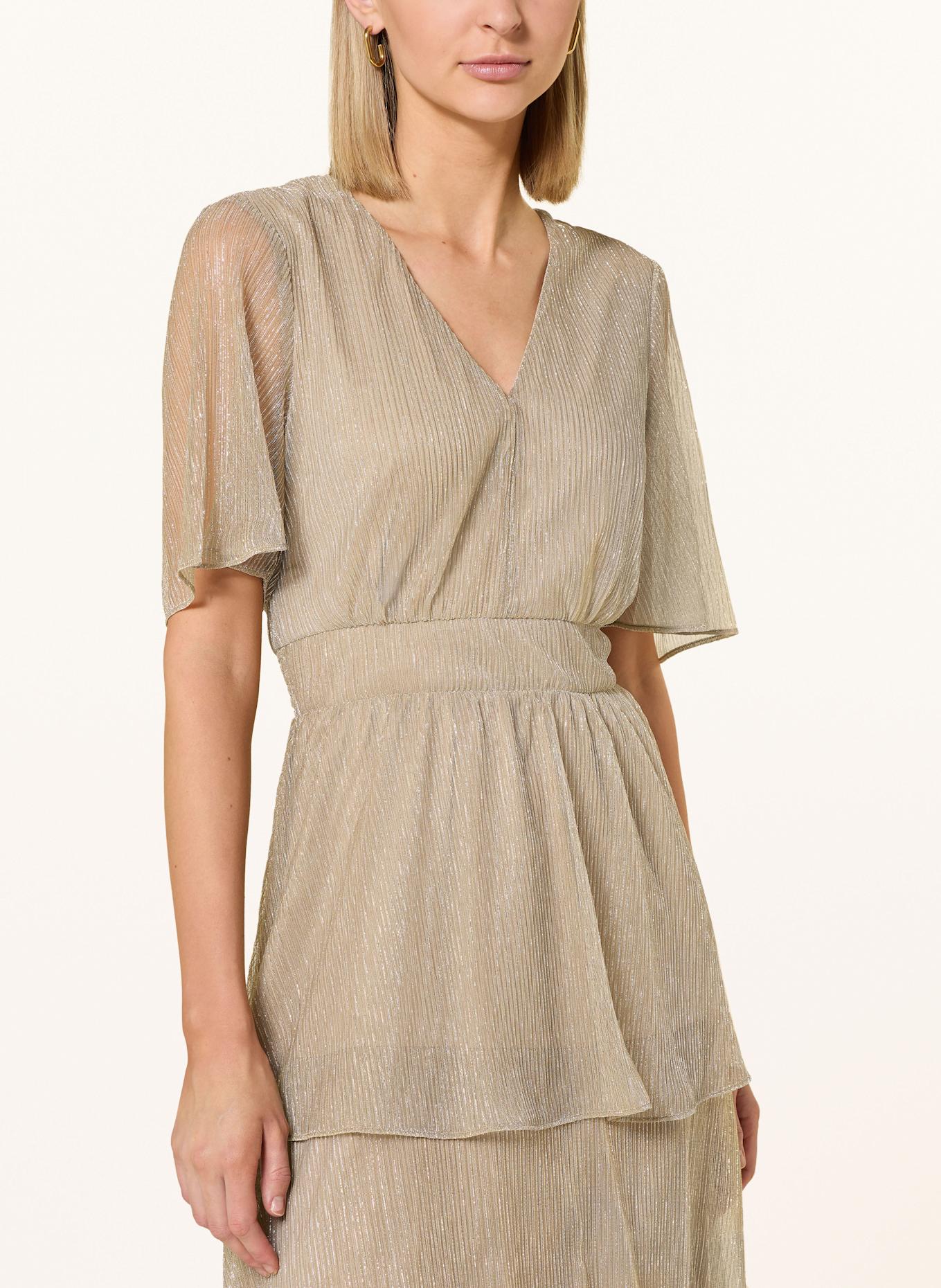 oui Plisseekleid mit Glitzergarn: TAUPE